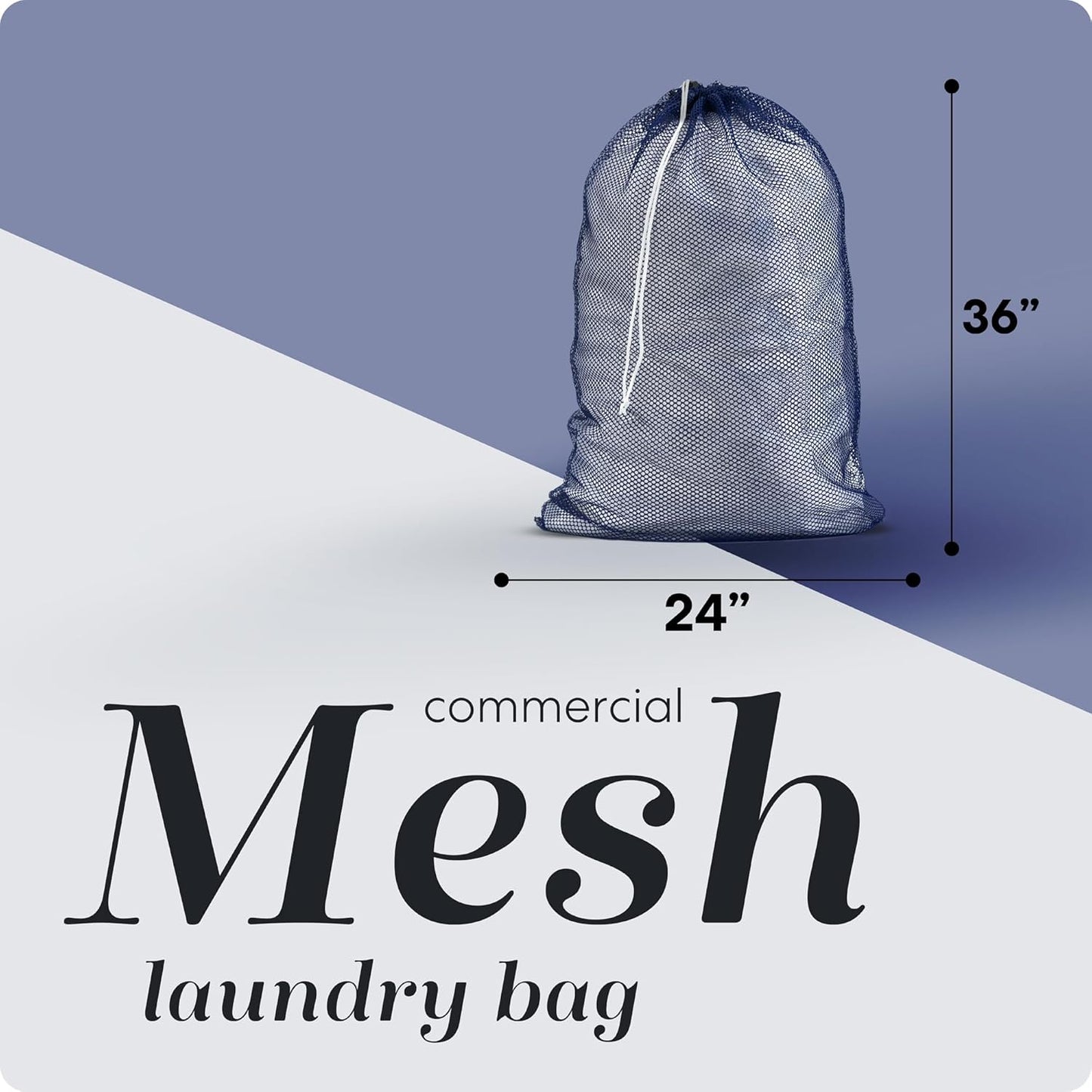 Handy Laundry Mesh XL Laundry Bag - Durable, Machine Washable with Secure Drawstring Closure - Perfect for College Dorms, Laundromats, Apartments (Navy, Large 24" x 36")
