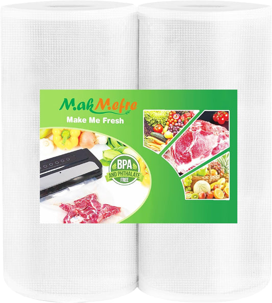 MakMeFre 2Pack (Total 100Feet) 8x50 Vacuum Sealer Bags Rolls with BPA Free,Heavy Duty Vacuum Food Sealer Storage Bags Rolls,Cut to Size Roll,Great for Sous Vide