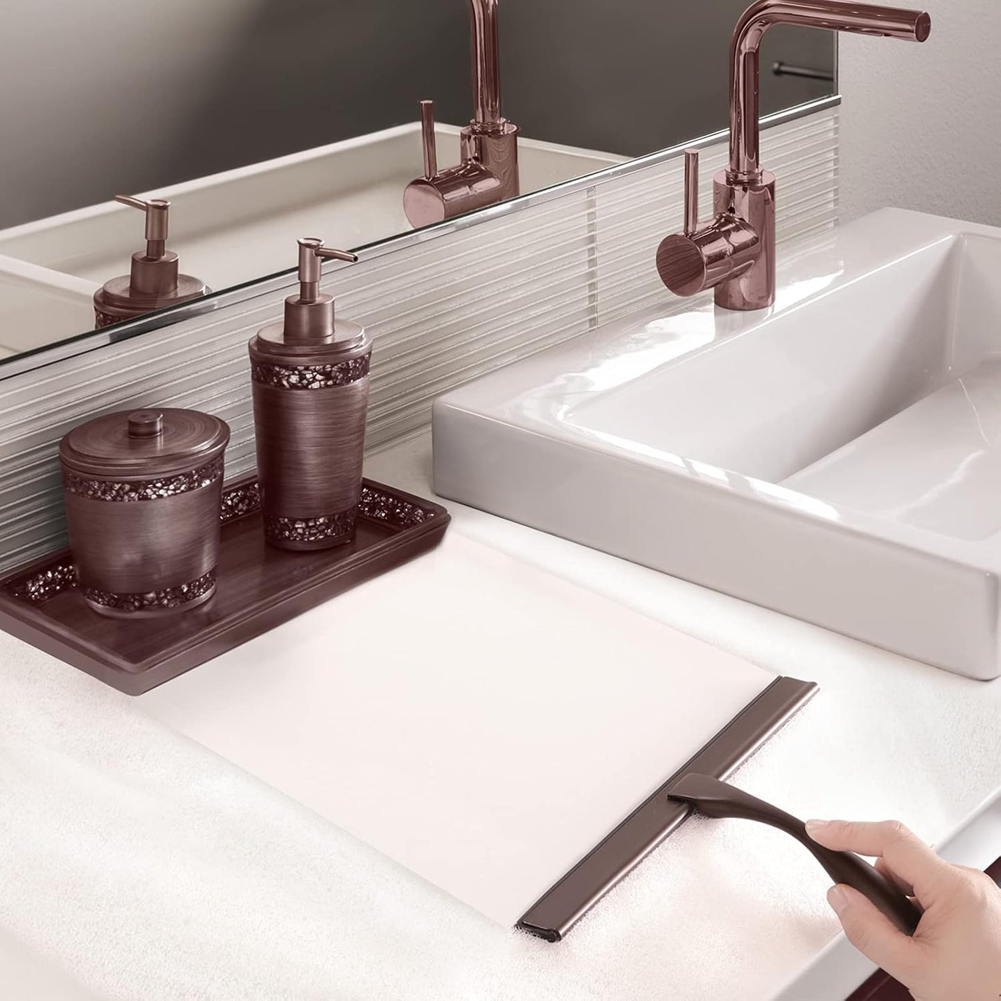 Hiware All-Purpose Shower Squeegee for Shower Doors, Bathroom, Window and Car Glass - Bronze, Stainless Steel, 14 Inches