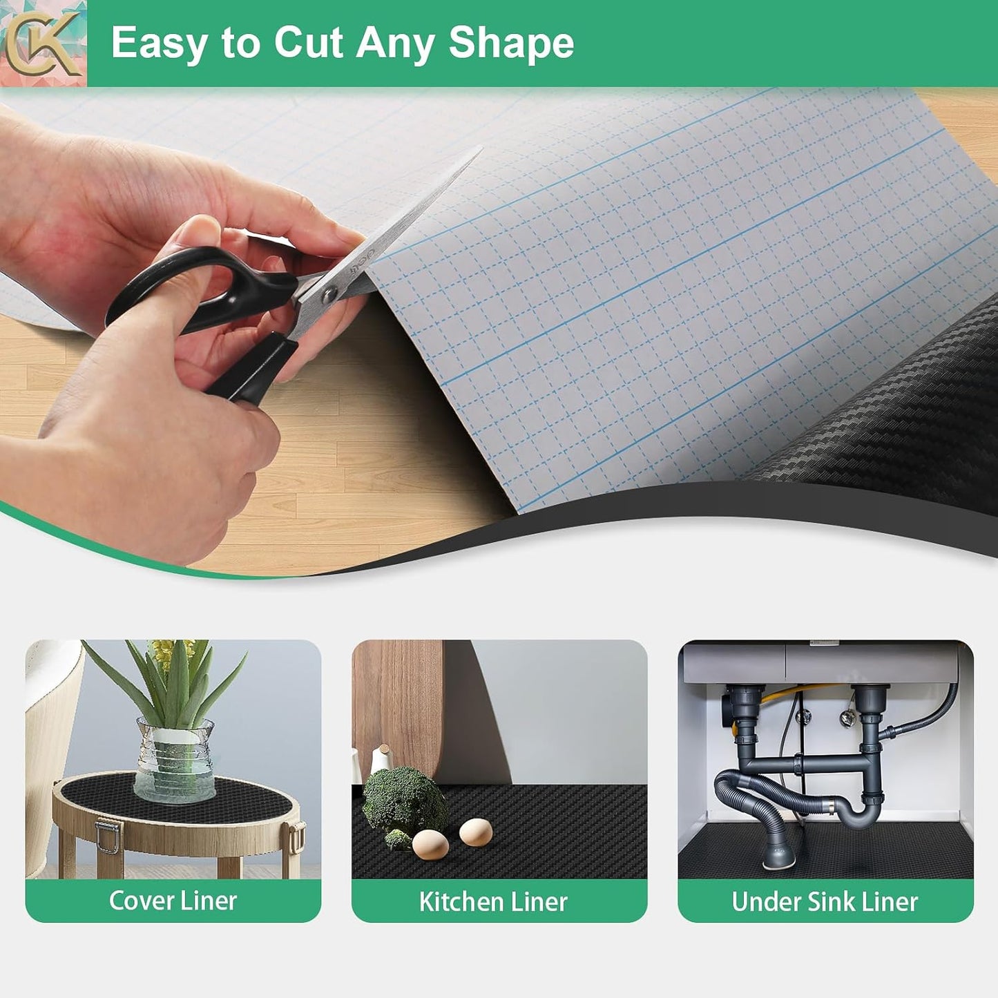 Self-Adhesive Shelf Liner Kitchen Liner, Waterproof Backed Paper Easy Peel and Stick Contact Liner Without Residue for Decor Your Desk Surface, Kitchen Countertops (Black, 11.8 x 393.7 inches)