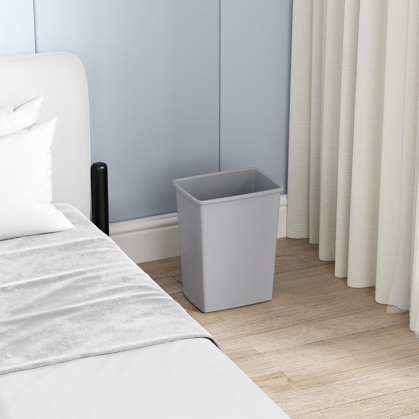 35 Quart Plastic Trash Can, Under Canbinet Waste Bin, 9-Gallons Slim Trash Can for Kitchen Bedroom Office Bathroom Under Sink Grey (4-Pack)