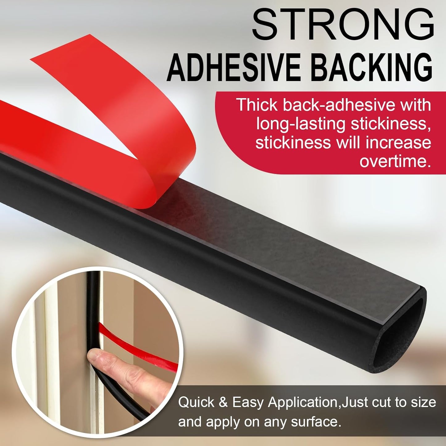 【New Upgrade】 Silicone Door Weather Stripping Door Seal Strip, 19.7 Feet Self-Adhesive D-Shape Door Insulation Strip for Door Frame& Window