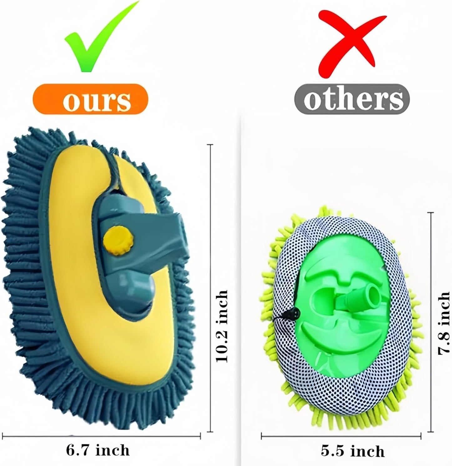 Car Wash Brush with Long Handle, Car Wash Mop Mitt with 2 Replacement Head , Extension Pole Car Brush Cleaning Kit for Cars Trucks