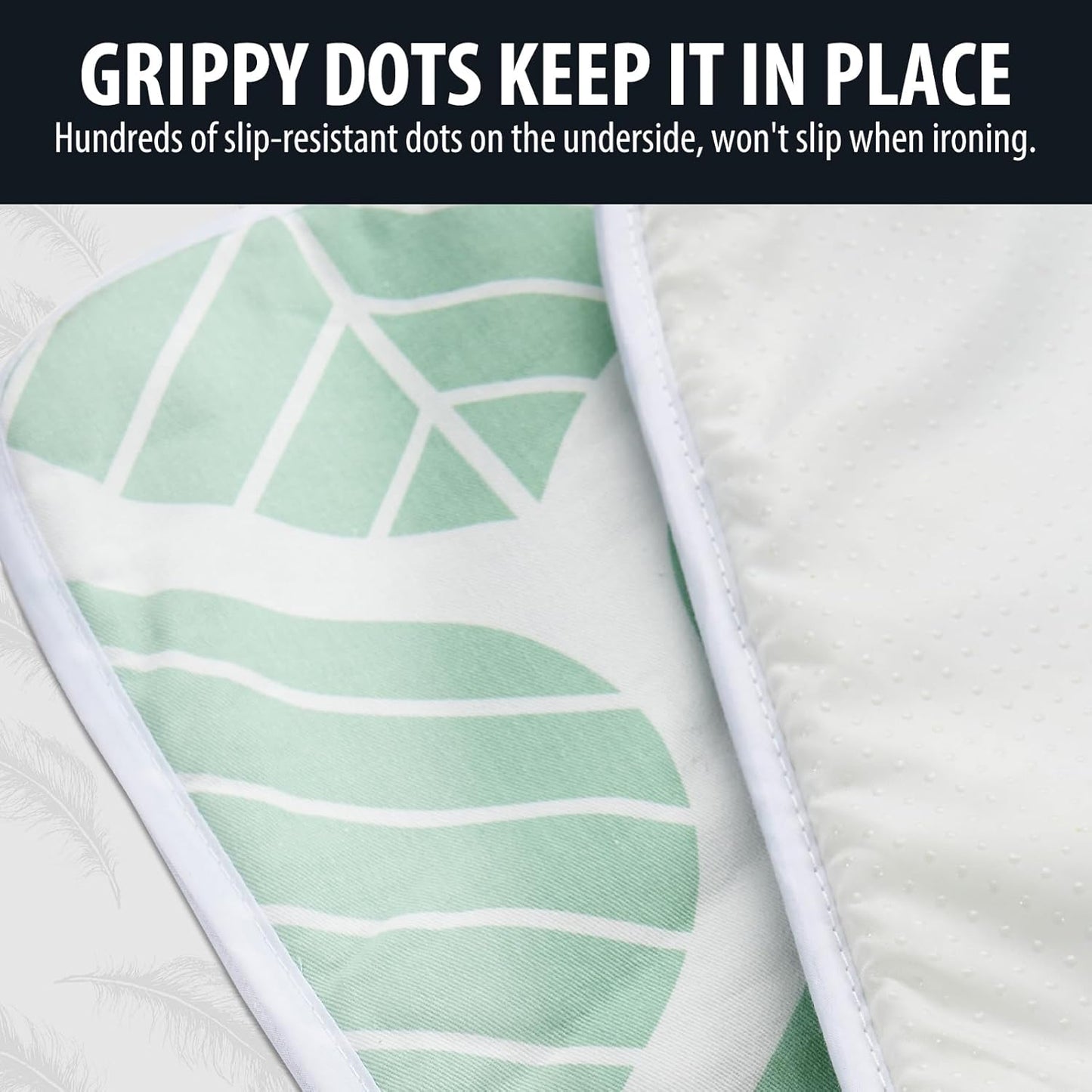 Seiritex Ironing Mat, Portable Ironing Pad 39.4 x 18.9 inch Table Top Iron Board 5 in 1 Travel Iron Blanket for Washer, Dryer, Counter top, Green Leaf