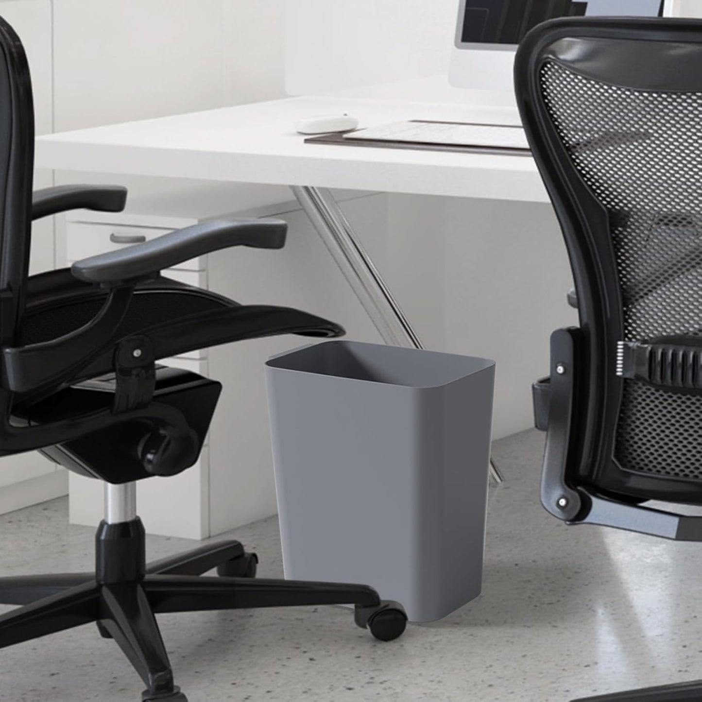 3-Pack 4.5 Gallon Plastic Rectangular Wastebasket, Slim Bathroom Trash Can, Gray