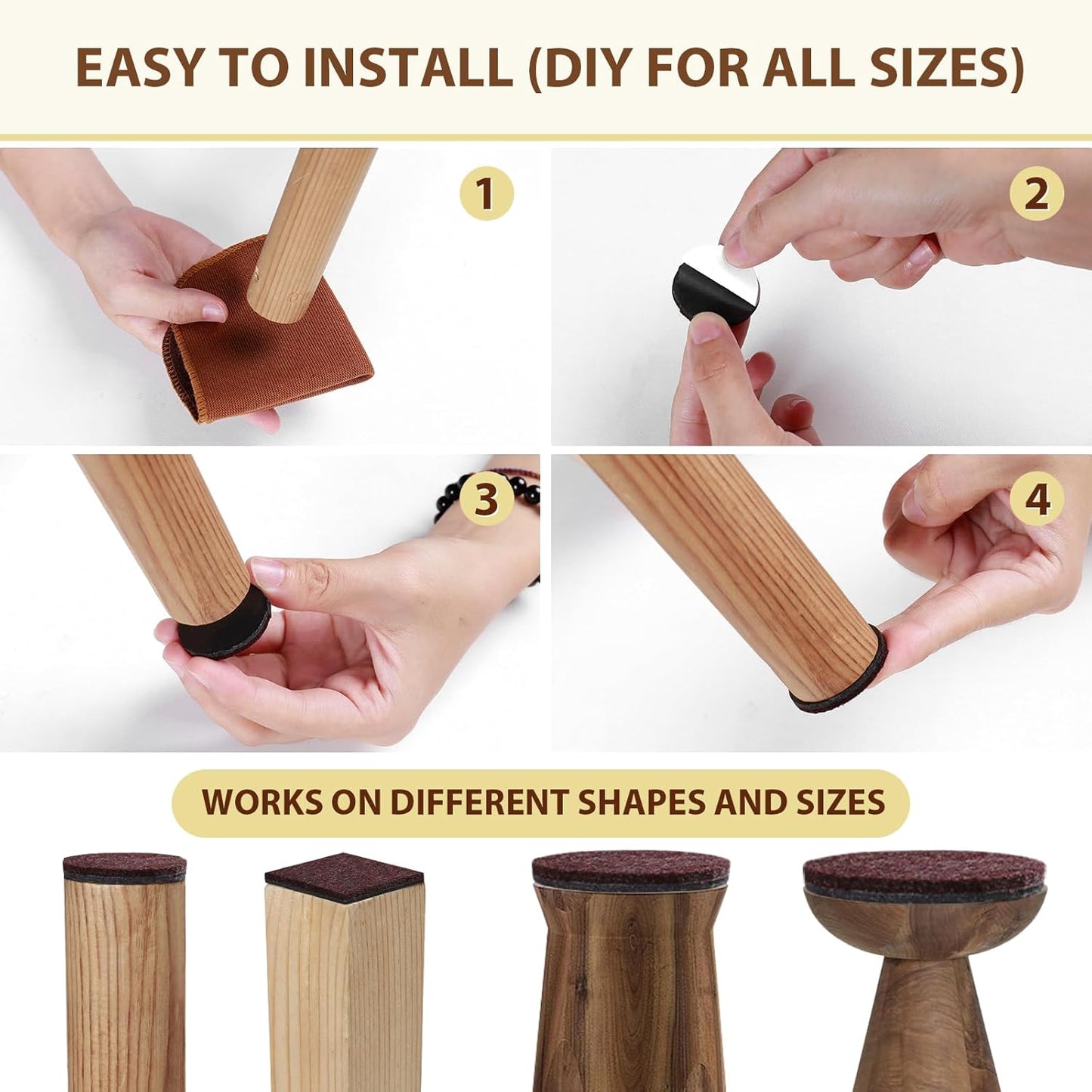 Ezprotekt 330 Pcs Felt Furniture Pads for Hardwoods Floors, Self Adhesive Cuttable Chair Felt Pads, Anti-Scratch Furniture Feet Floor Protectors Pads for Desk Sofa Bed Table Cabinet (Brown)