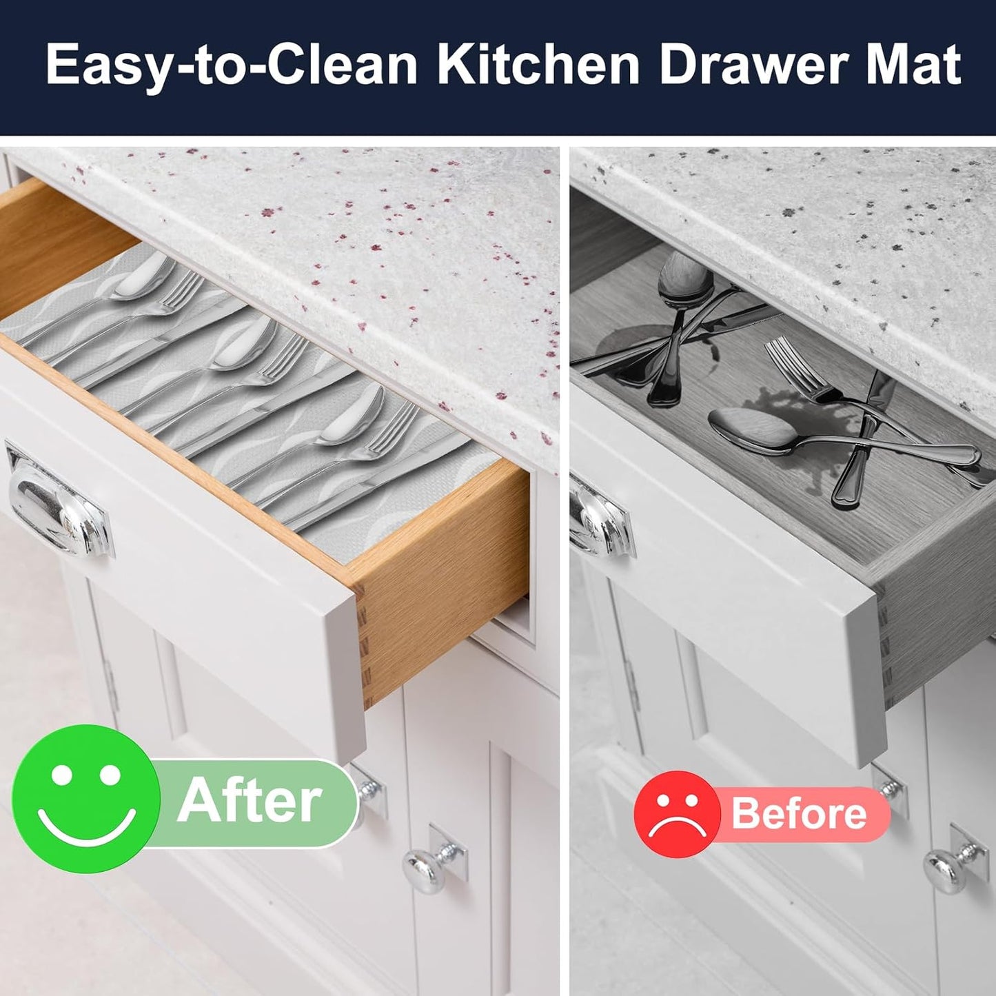 Shelf Liner, Waterproof Refragerator Liner, Drawer Liners for Kitchen Cabinet, Bathroom Sink Mat No Slip Cupboard Mats Non Adhesive Fridge Liner EVA Place Mats Roll - Clear Wave 12"×236.2"