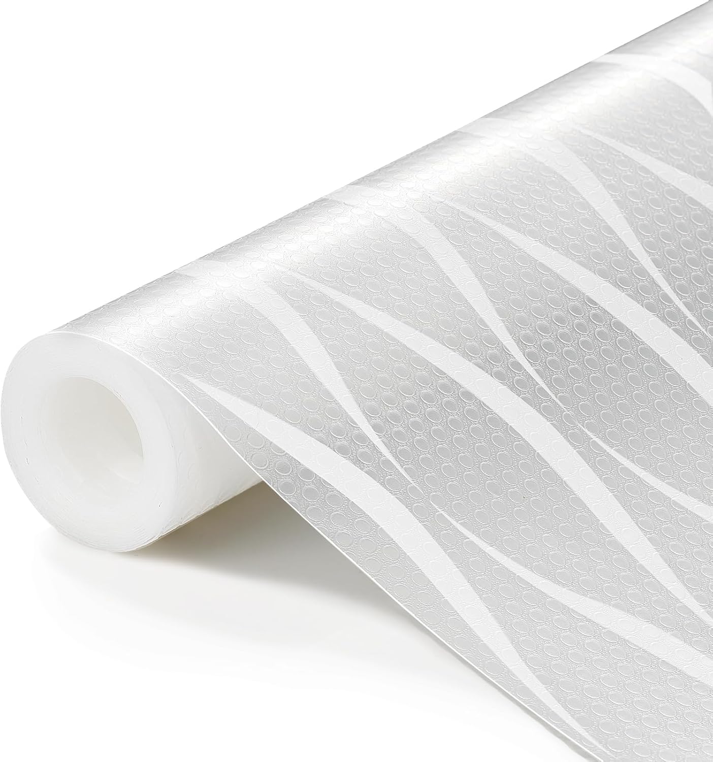 Shelf Liner, Waterproof Refragerator Liner, Drawer Liners for Kitchen Cabinet, Bathroom Sink Mat No Slip Cupboard Mats Non Adhesive Fridge Liner EVA Place Mats Roll - Clear Wave 12"×118"