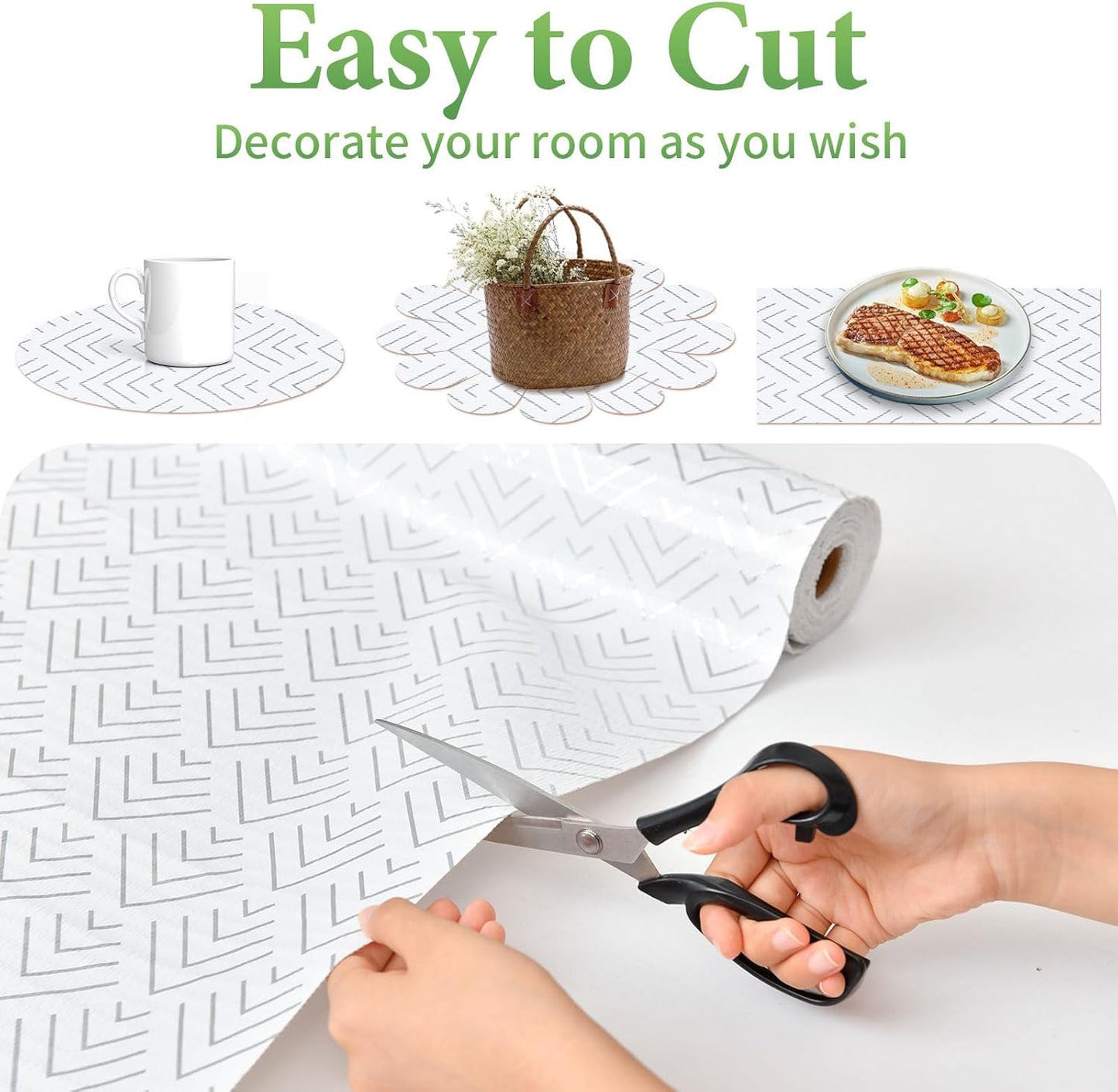 Shelf Liner for Kitchen Cabinets Non Adhesive Drawer Liner Non-Slip Thickened Shelf Liner Paper Strong Easy to Clean for Tool Box Refrigerator with Knife and Tape Measure,Silver Arrow,11.8 x 236.2 in