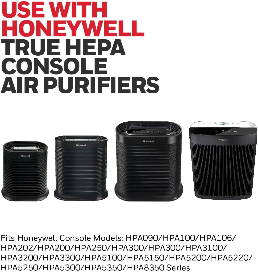 Honeywell HEPA Air Purifier Filter R, 3-Pack for HPA 100/200/300, 3000 and 5000 Series - Airborne Allergen Air Filter Replacement Targets Wildfire/Smoke, Pollen, Pet Dander, and Dust