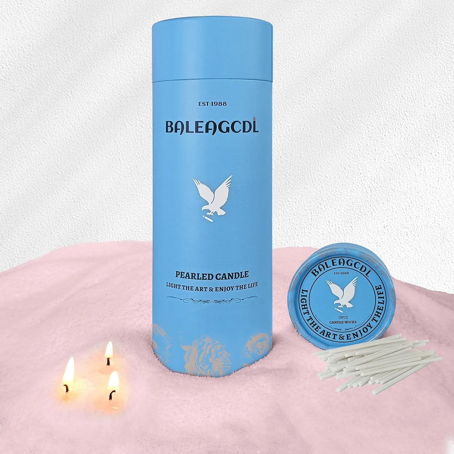 Unscented Pink Pearled Candle 18oz Luxury Sand Candle Granulated Wax - 30 Cotton Wicks – Wax for Candle Making Decorative Candles Smooth and Clean Burning Lasts up to 120 Hours