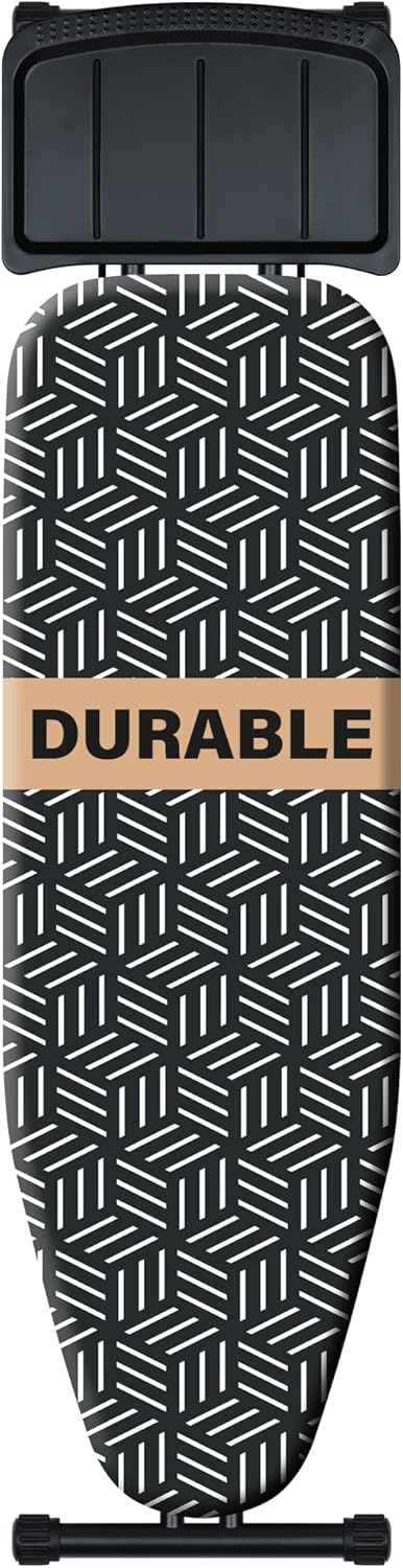 caius Ironing Board with Steam Iron Rest, 43"x13" Extra Thick Padded Cover, Compact and Space Saver Iron Board Full Size, Easy to Fold, Adjustable Height, Sturdy Metal Frame