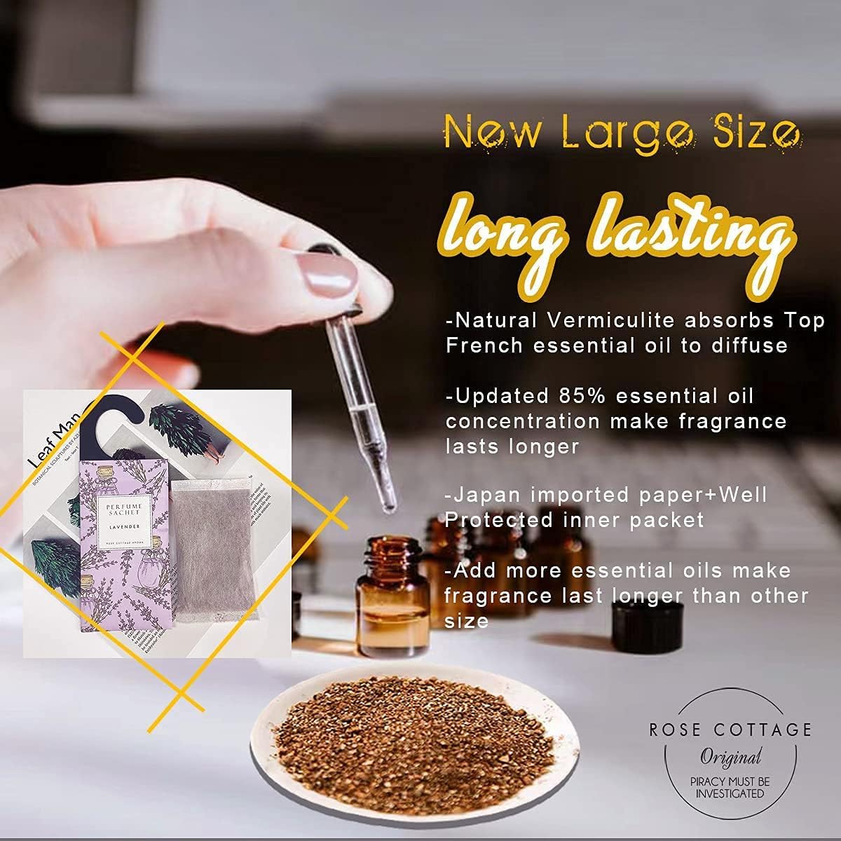 ROSE COTTAGE Large 12 Packs Sandalwood Hanging Closet Deodorizer Air Freshener Long Lasting Scented Sachets Smell Goods for House