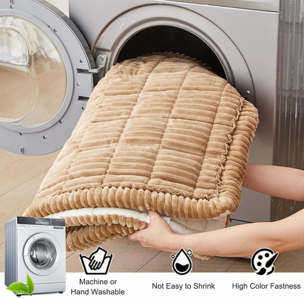 Couch Cover for Dogs Washable, Fuzzy Pet Couch Covers for 3 Cushion Sofa Pet Friendly, Non Slip Sofa Cover (Light Brown, 27.6" x 59"/70 x 150cm)