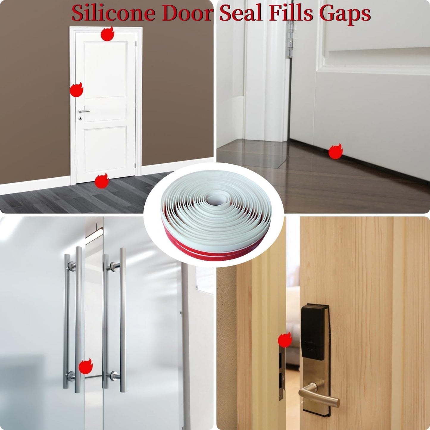 T Shape Door Seal Strip for Door & Windows Gaps，Draft Stopper Bottom Sweep Weather Stripping for Energy Saving, Noise Reduction,Easy Install (White, 1.38" W x 9.8Ft)