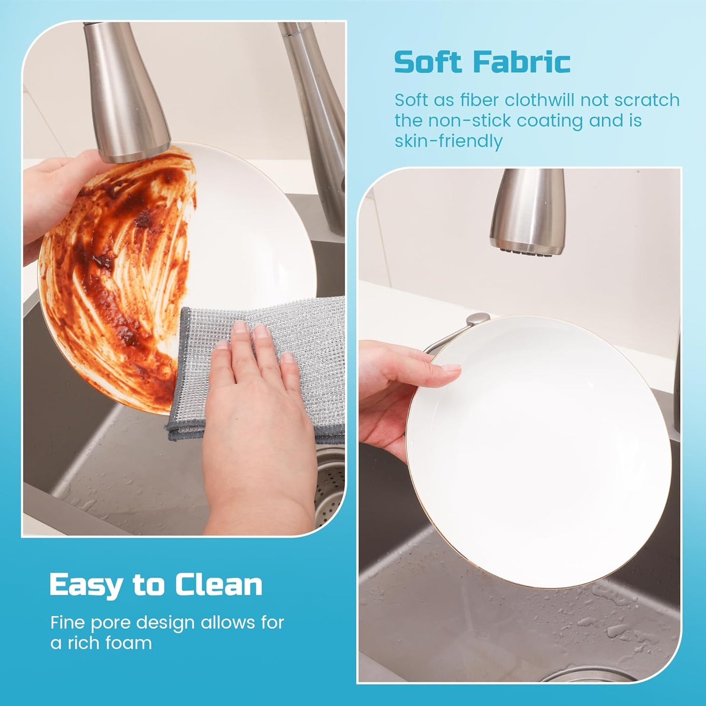 20 Pcs New Upgrade 3-Layer Metal Dish Cloth, No Scratches and No Odor, Multipurpose Wire Dishwashing Rag for Wet and Dry, Kitchen Cleaning Dish Rags,Sinks, Dishes, Stove Top, Dimensions(7.08x8.86)