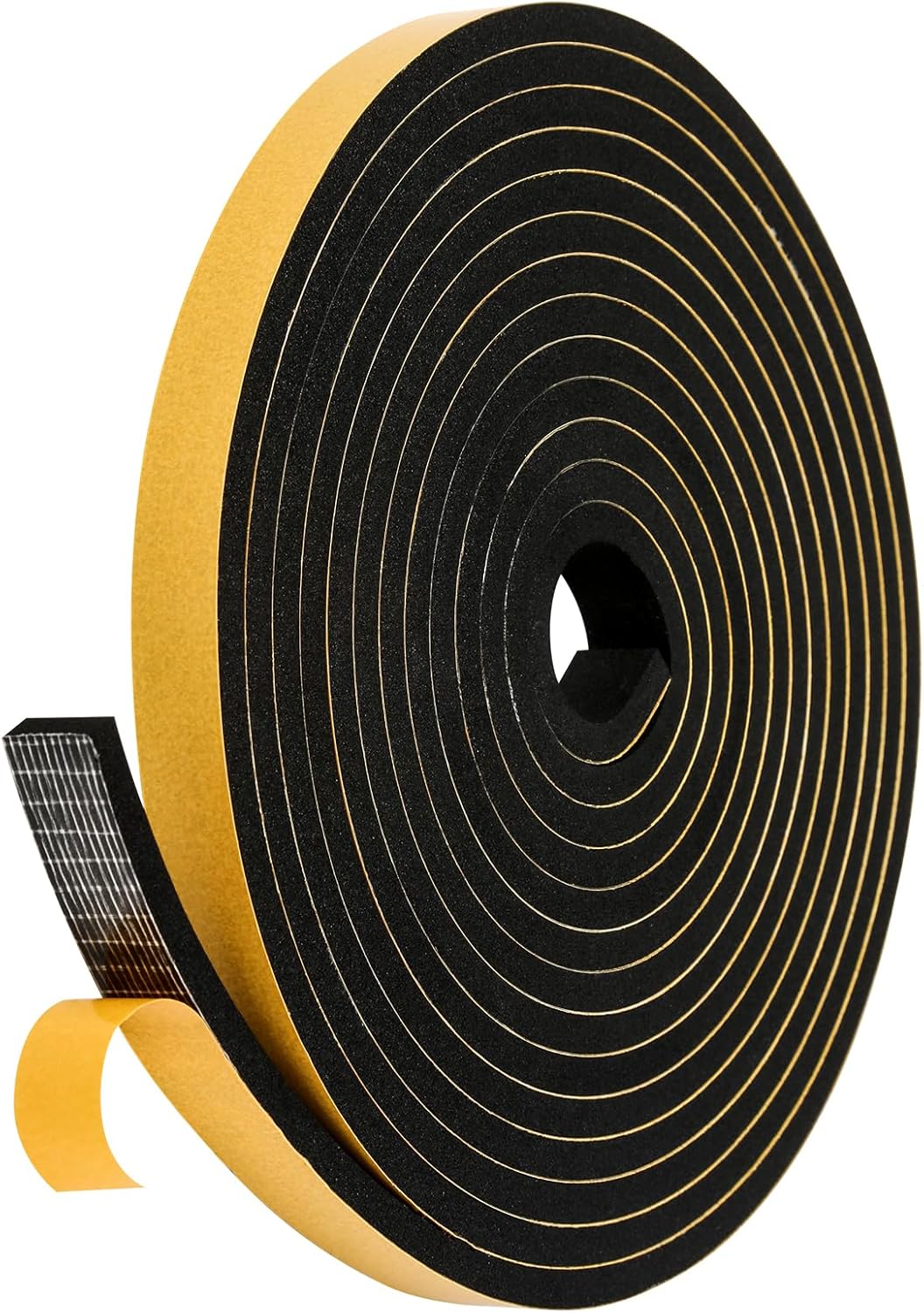 Black Weather Stripping Door Seal Strip (3/5 Inch X 1/4 Inch X 16Feet), Strong Adhesive, Lightproof, Soundproof, Weatherproof Foam Tape Insulation for Sliding Door, Front Door Frame, Windows