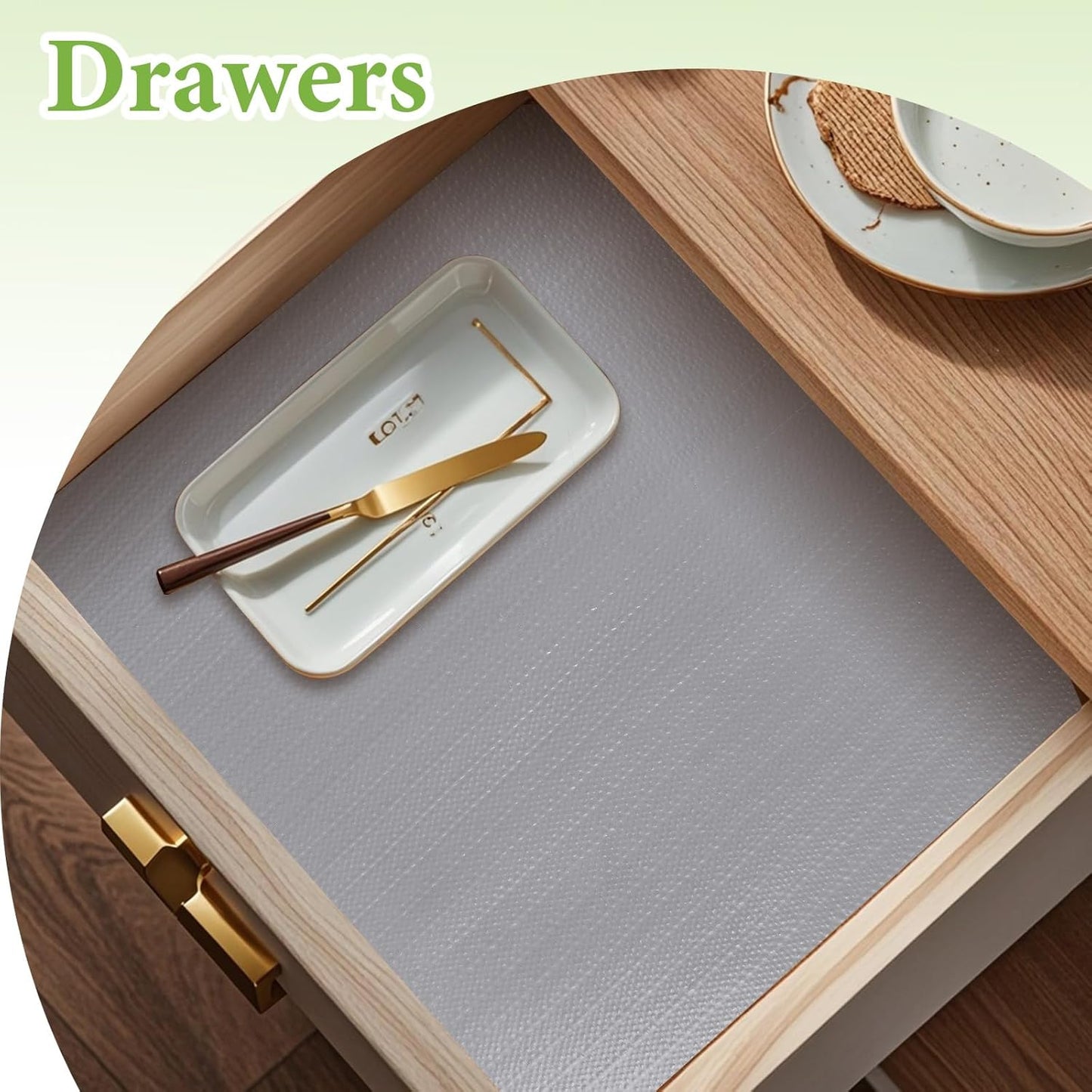 Shelf Liners for Kitchen Cabinets 17in x 30FT Non Adhesive Drawer Liner Grey Thickened Shelf Liner Paper Strong Non-Slip Easy to Clean for Tool Box Refrigerator with Knife and Tape Measure