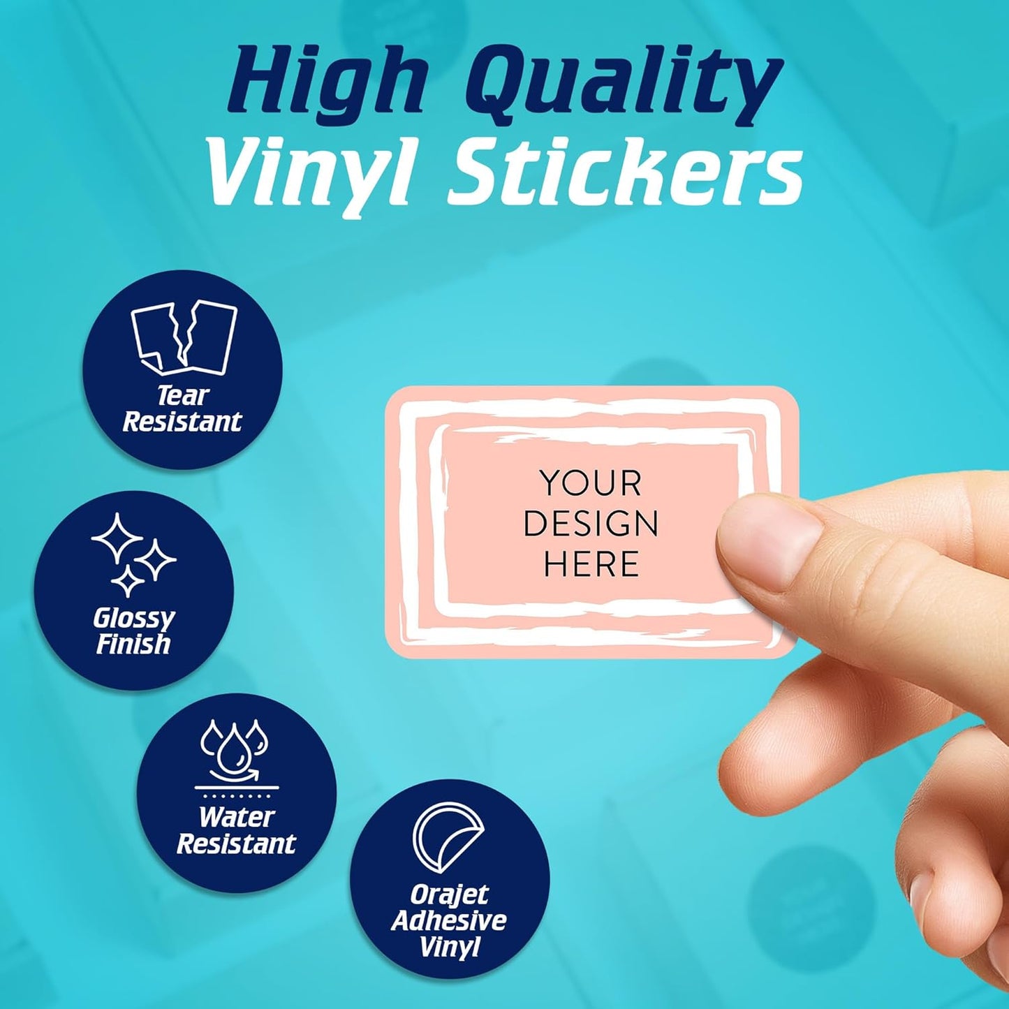 100 Custom Vinyl Stickers - Upload Your own Image, Text, Design, Logo - Personalized Logo Labels for Handmade, Packaging, Bottle, Jars, Candle, Brand Stickers (Peach, 4x2)