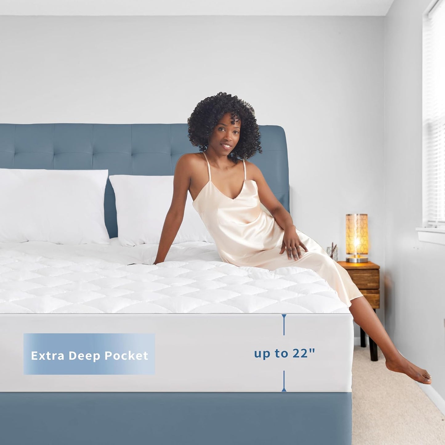 Sunflower Full Mattress Pad Cover, Cotton Mattress Cover Hypoallergenic, Extra Deep Pocket 18"-22" Quilted Mattress Protector Full Size Thin Version, Soft Breathable and Noiseless