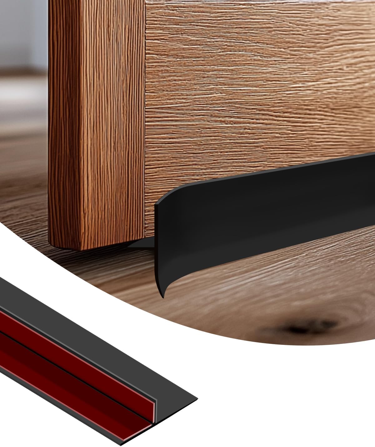 Orghtin T-Shaped Silicone Seal Strip, Black Door Sealer Weather Stripping Door Seal Strip, 10Ft Door Draft Stopper for Side of Door