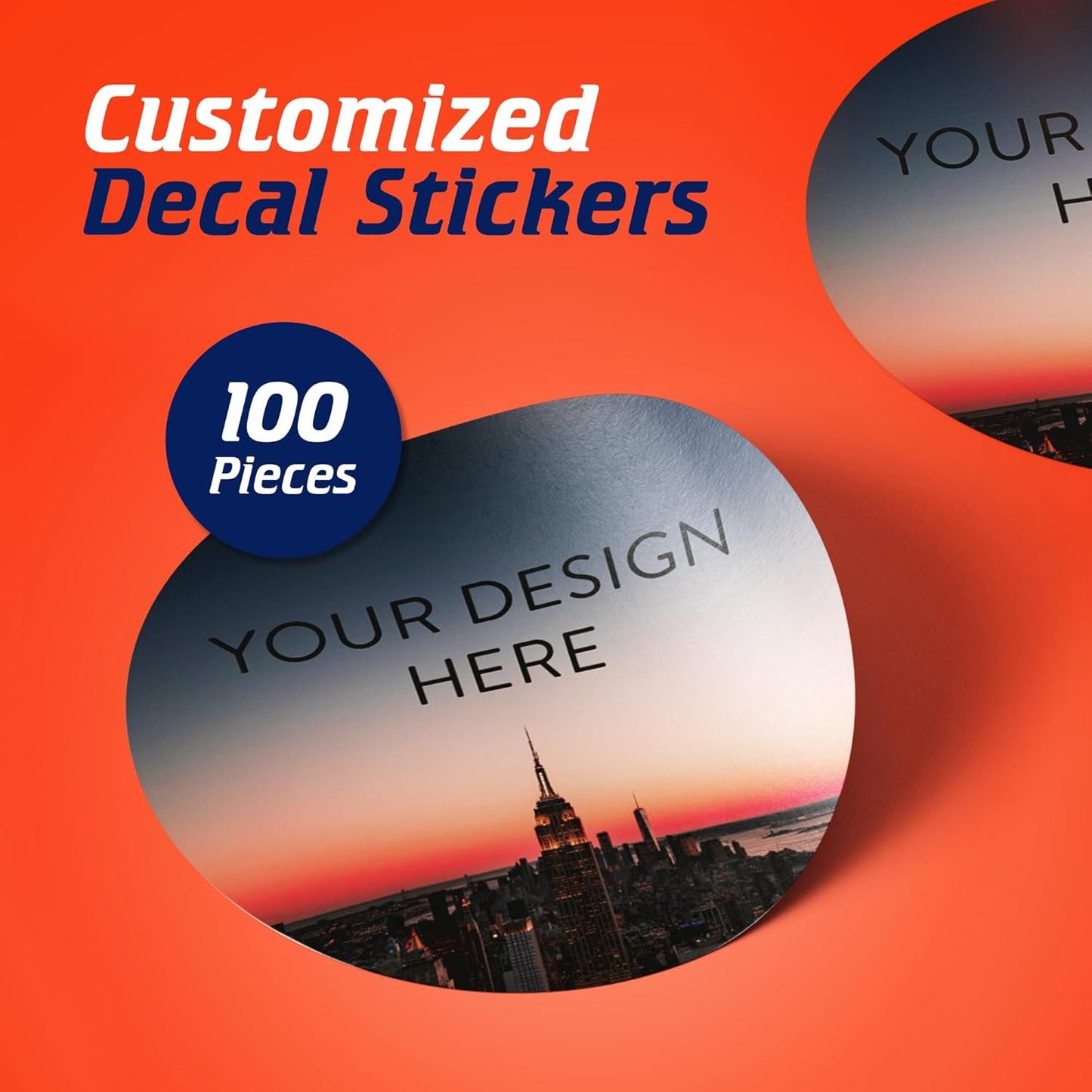 100 Custom Vinyl Stickers - Upload Your own Image, Text, Design, Logo - Personalized Logo Labels for Handmade, Packaging, Bottle, Jars, Candle, Brand Stickers (City, 4x4)