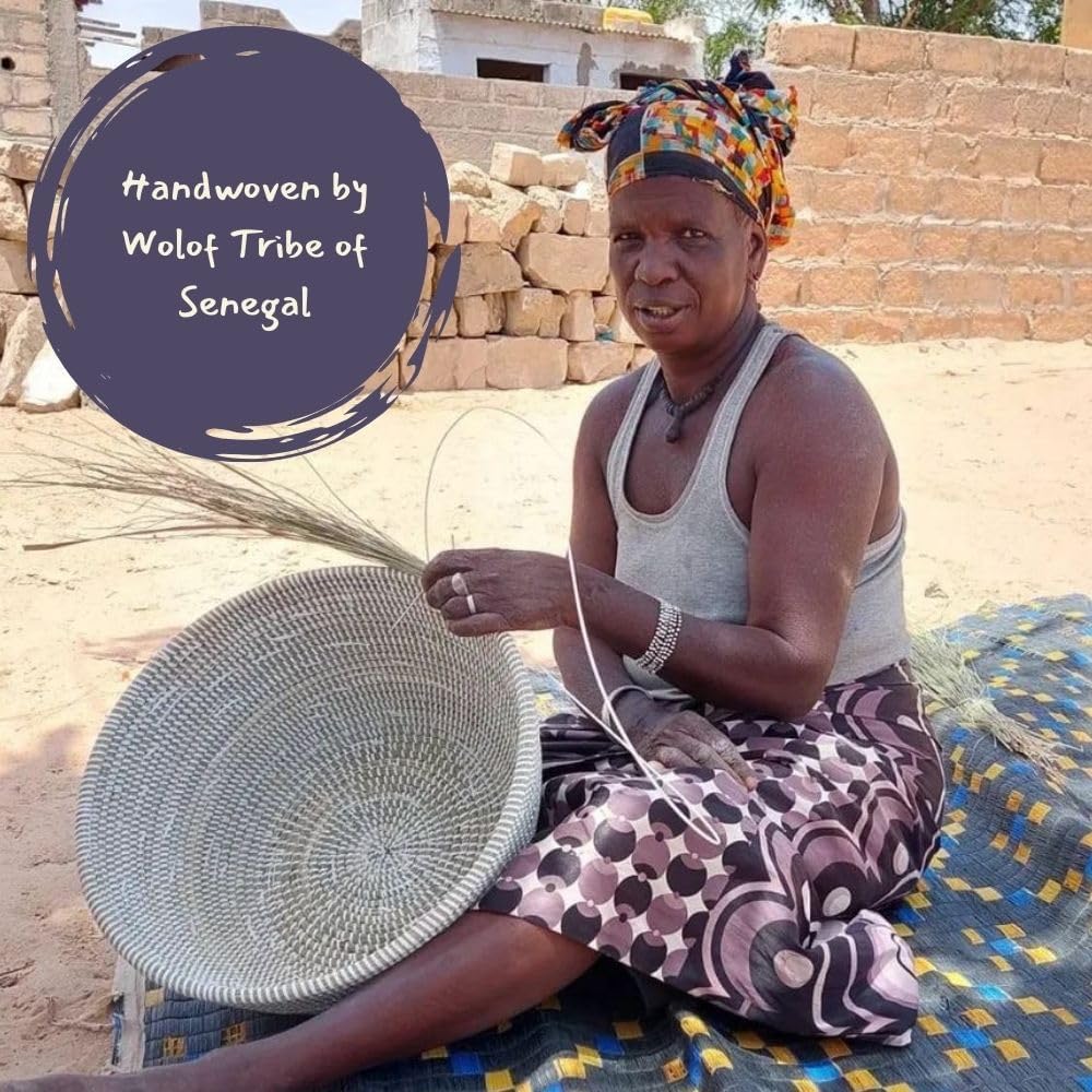 Storage & Organization - Laundry Basket, Bedroom Hamper, Nursery Toys Bin, Living Room Blankets Storage, Decorative, Wicker, Sturdy, Round, Handles, Woven, Blue Beige (Small)