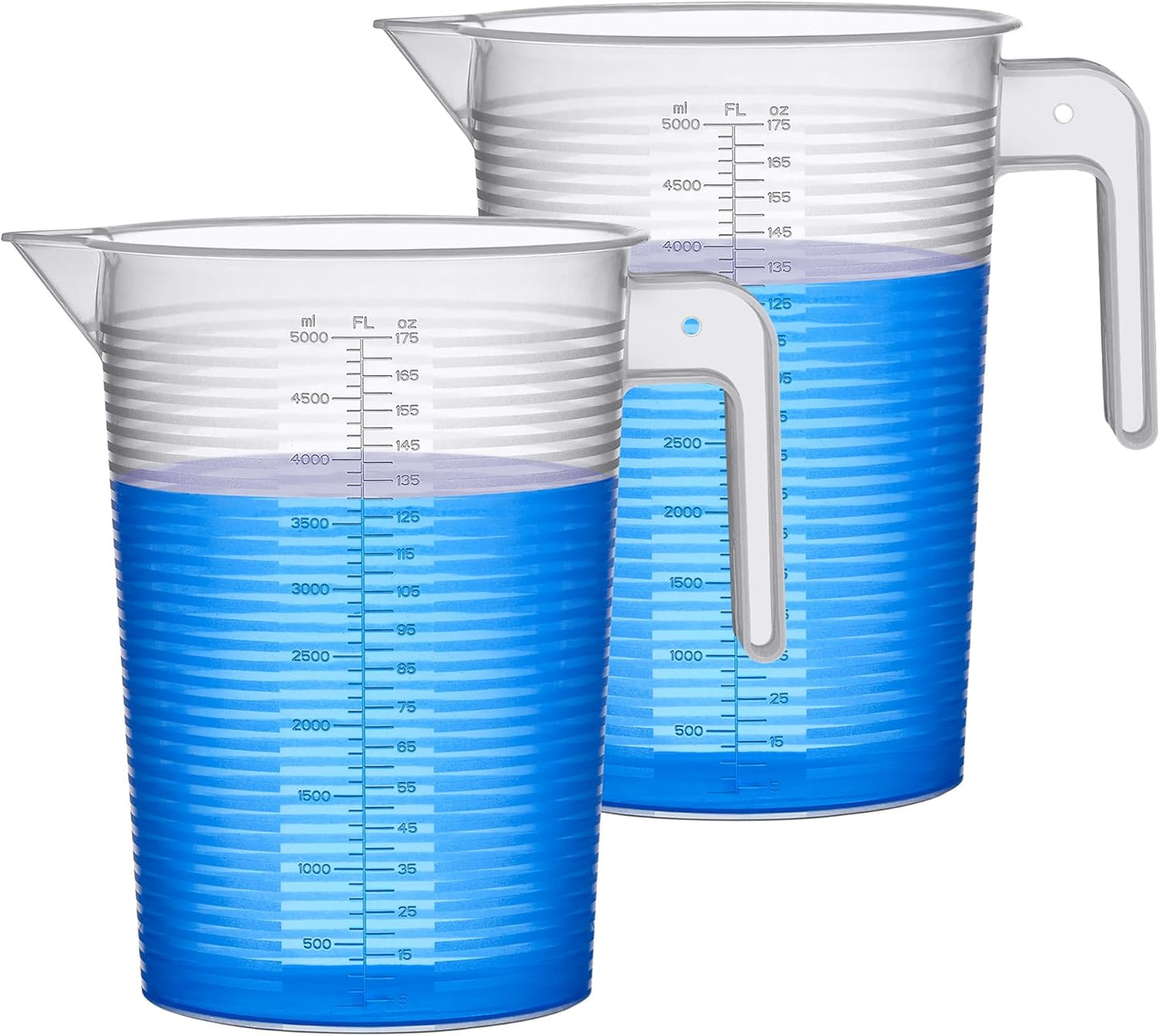Amazing Abby - Michelle - 128-Ounce (1-Gallon, 4-Quart) Unbreakable Plastic Measuring Pitcher (2-Pack), Measuring Jug with Conversion Chart, Food-Grade, Dishwasher-Safe, Great for Kitchen, Lawn, Pool