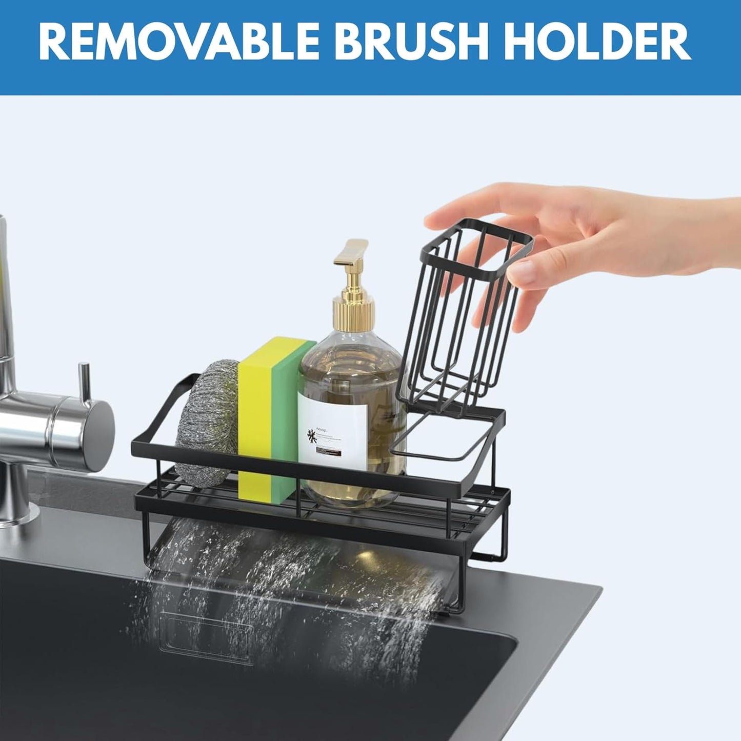 USTECH Kitchen Sink Organizer, Sponge Holder, Countertop Organizer, Brush Holder, Sink Accessories