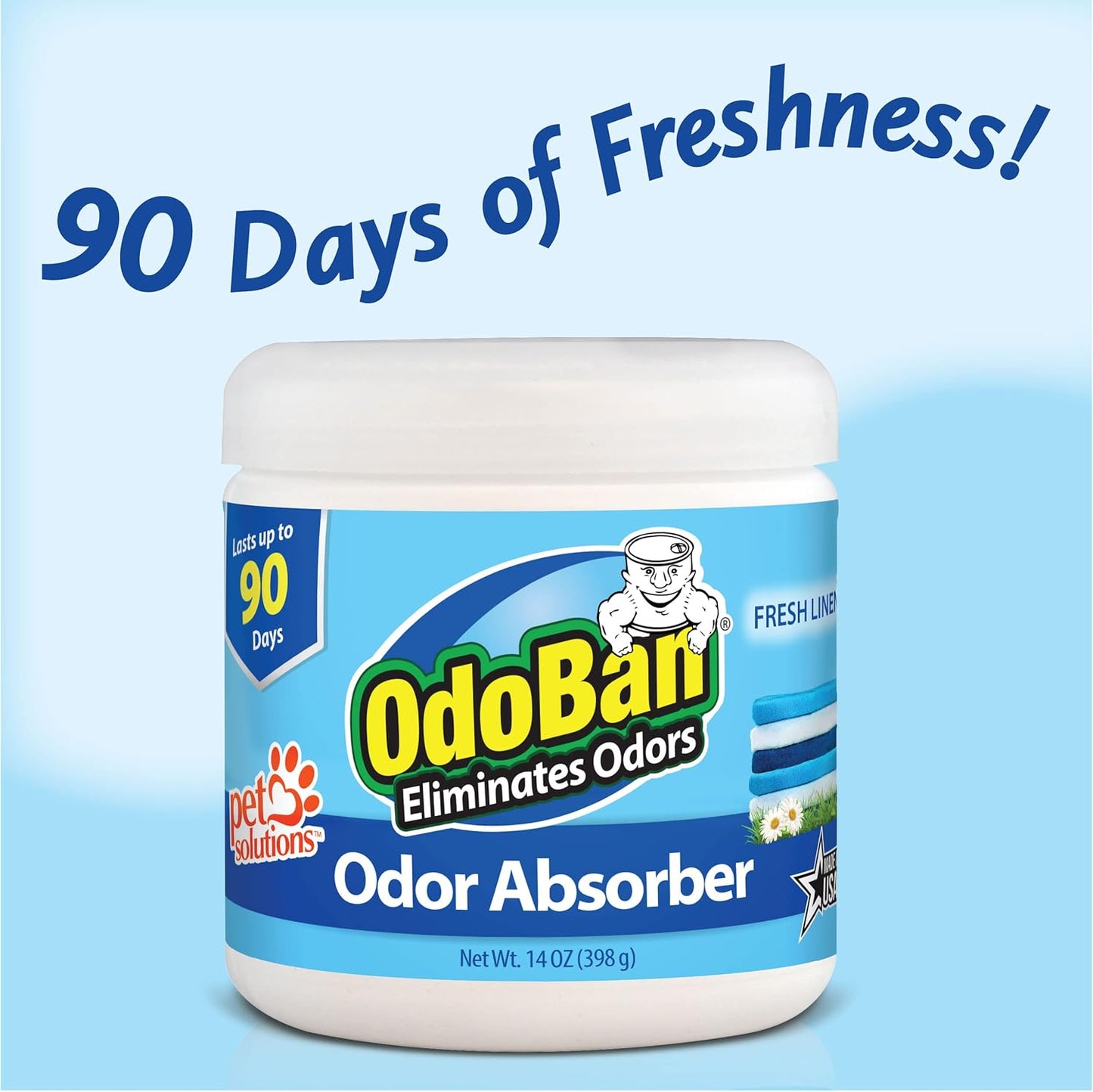 OdoBan Solid Odor Absorber Eliminator for Home and Small Spaces, Fresh Linen Scent, 14 Ounces Each, 6-Pack