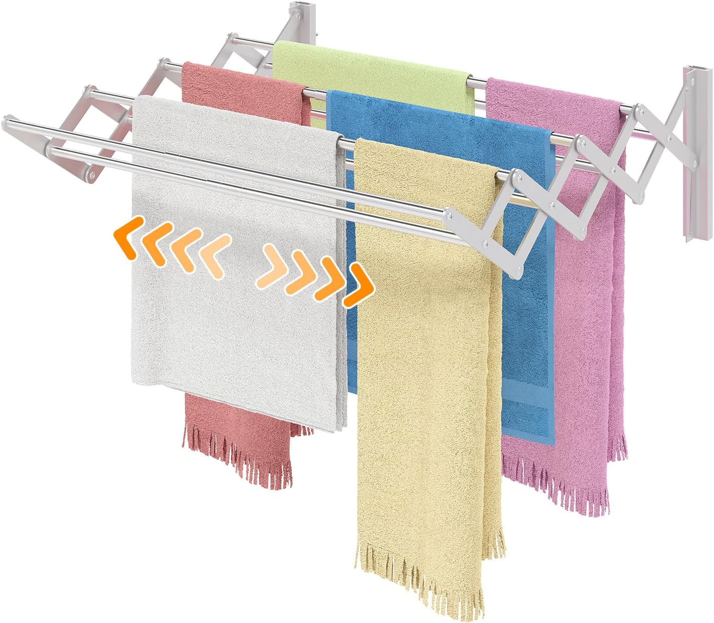 X-cosrack Wall Mounted Clothes Drying Rack, Wide Large Rustproof Retractable Laundry Drying Rack, 8 Bar Space-Saving Aluminium Alloys Clothing Hanger Drying Racks forLaundry