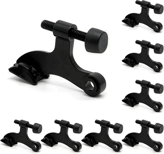 8 Pack Hinge Pin Black Door Stopper, Adjustable Heavy Duty Hinge Pin Door Stop with Black Rubber Bumper Tips