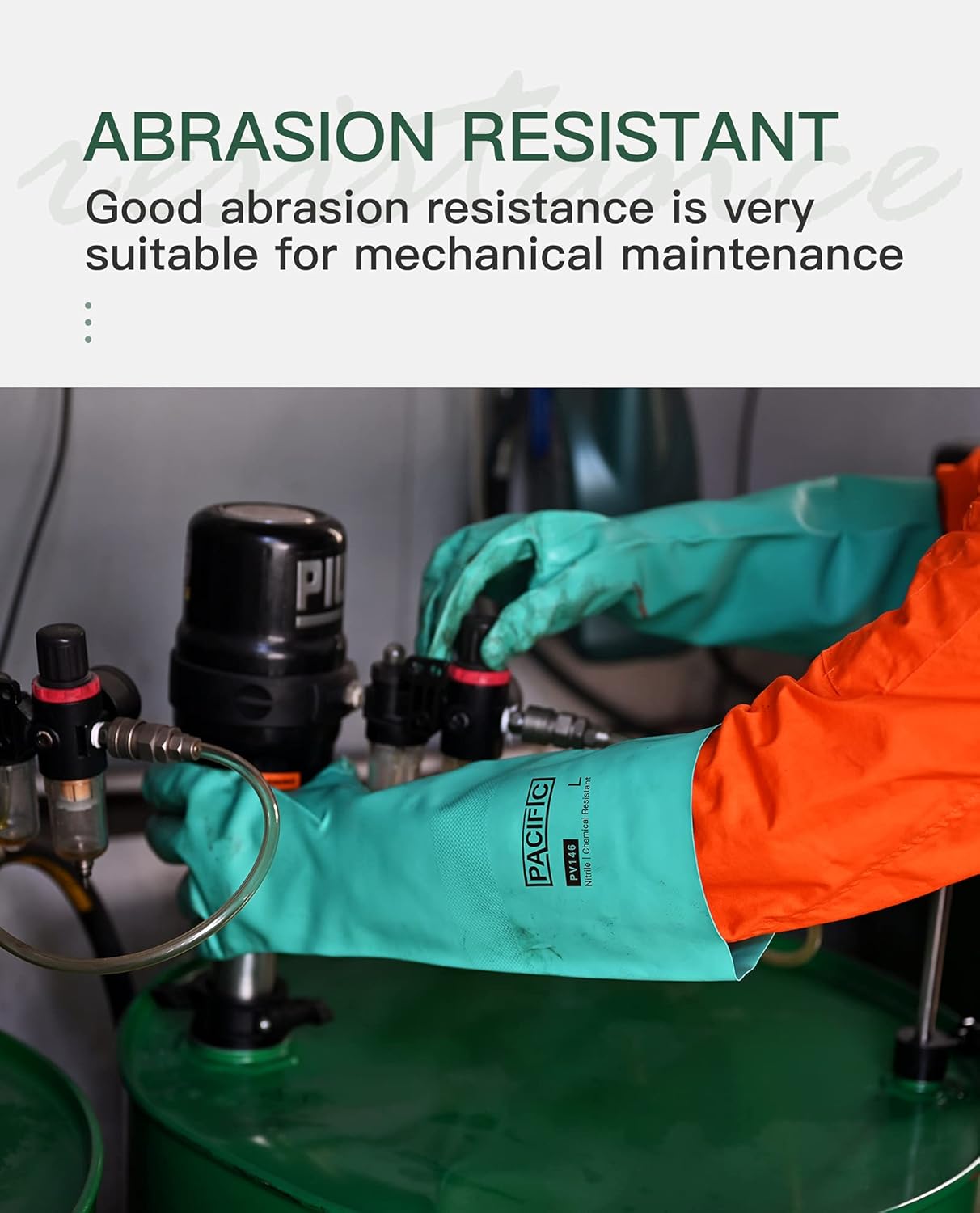 PACIFIC PPE 2 Pairs Chemical Resistant Nitrile Gloves, Resist Household Acid, Alkali, Solvent and Oil, 28 mil, 18", X-Large