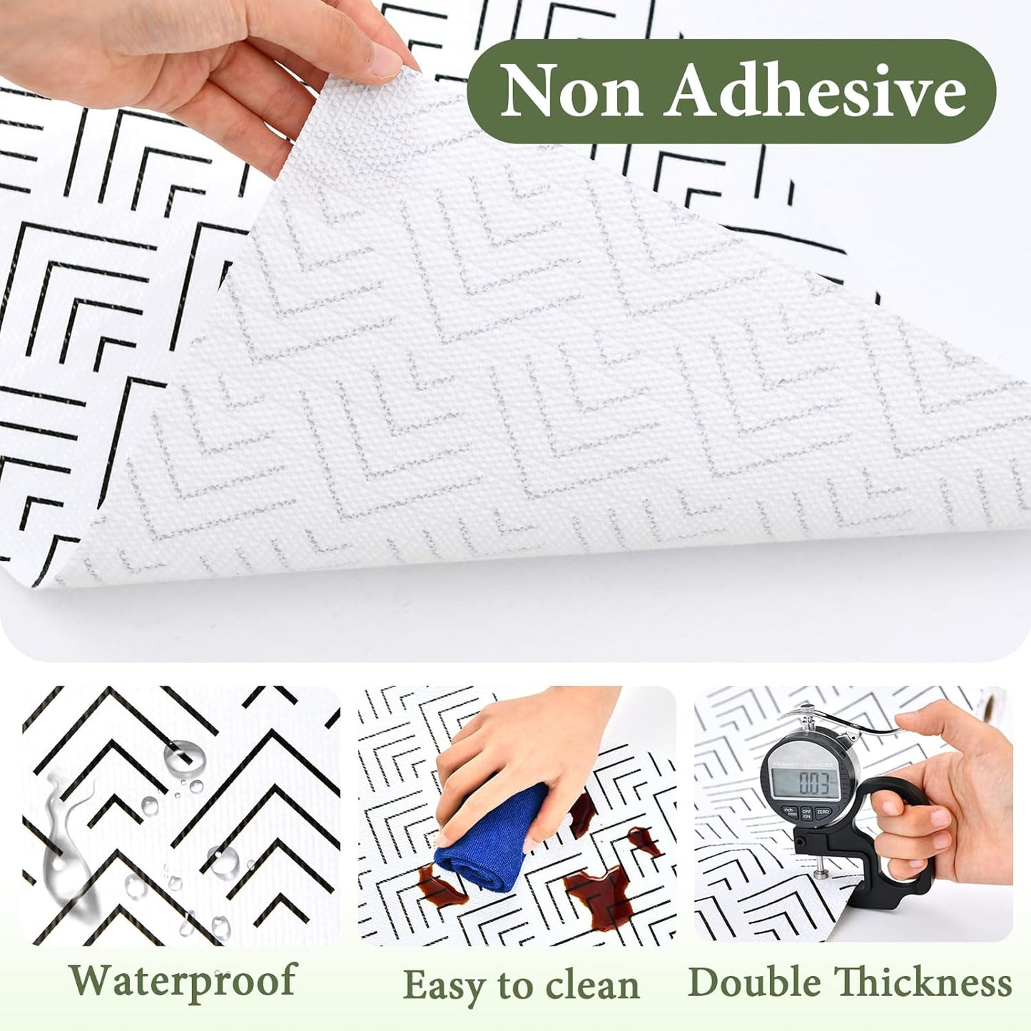 Shelf Liner for Kitchen Cabinets Non Adhesive Drawer Liner Non-Slip Thickened Shelf Liner Paper Strong Easy to Clean for Tool Box Refrigerator with Knife and Tape Measure, Black Arrow,17.3 x 236.2 in