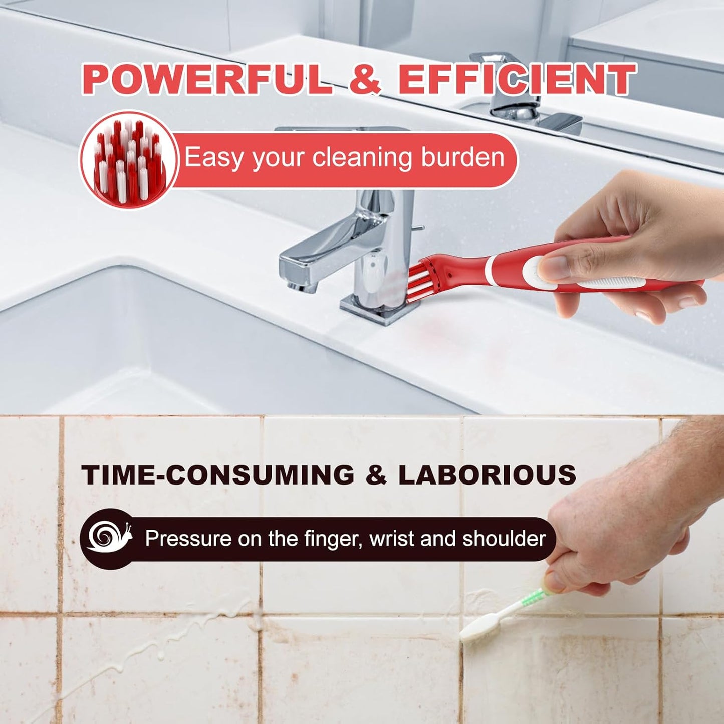 Rechargeable Electric Cleaning Brush with 4 in 1 Multiple Brush Heads and USB Cable, Indoor Household Cordless Motorized Brush for Bathroom Toilet Kitchen Tile Crevice (White & Red)