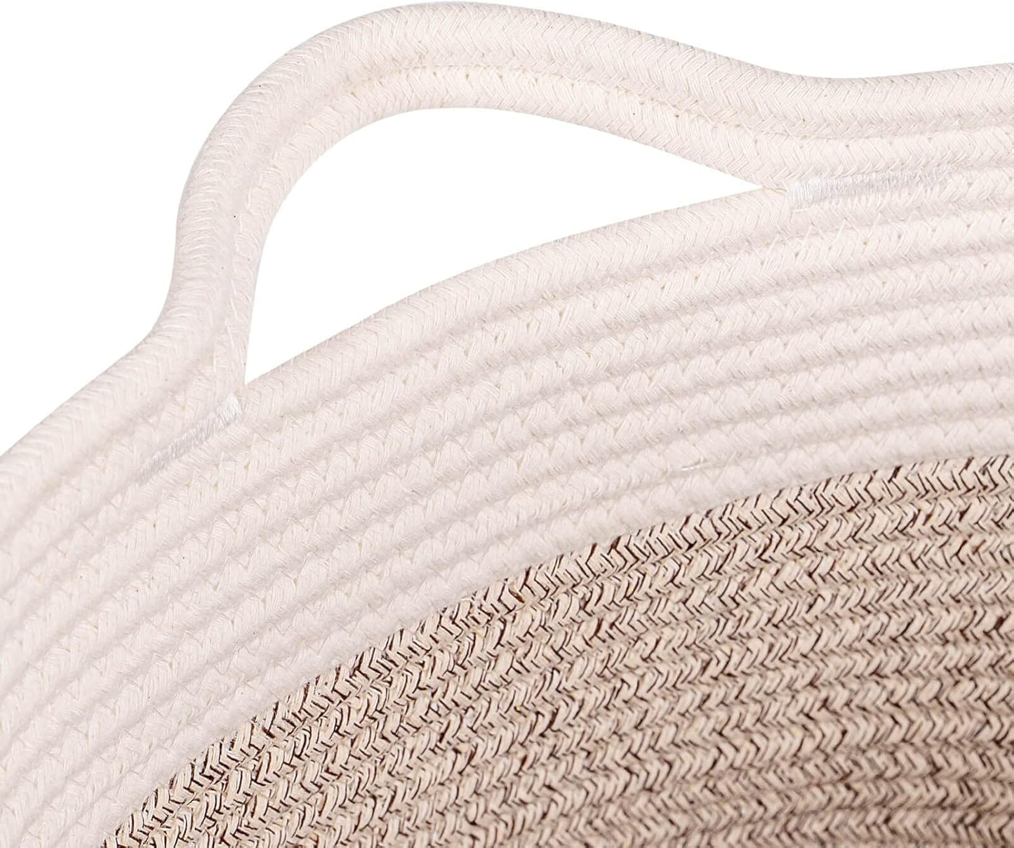 Medium and Large Woven Basket//With Handle, Used for Toys and Fabric Storage Basket used for Storing xl Storage Box, Decorative Storage Box Room 2pack (14L*10W*8.6H White Brown, 14Lx10Wx8.6H)