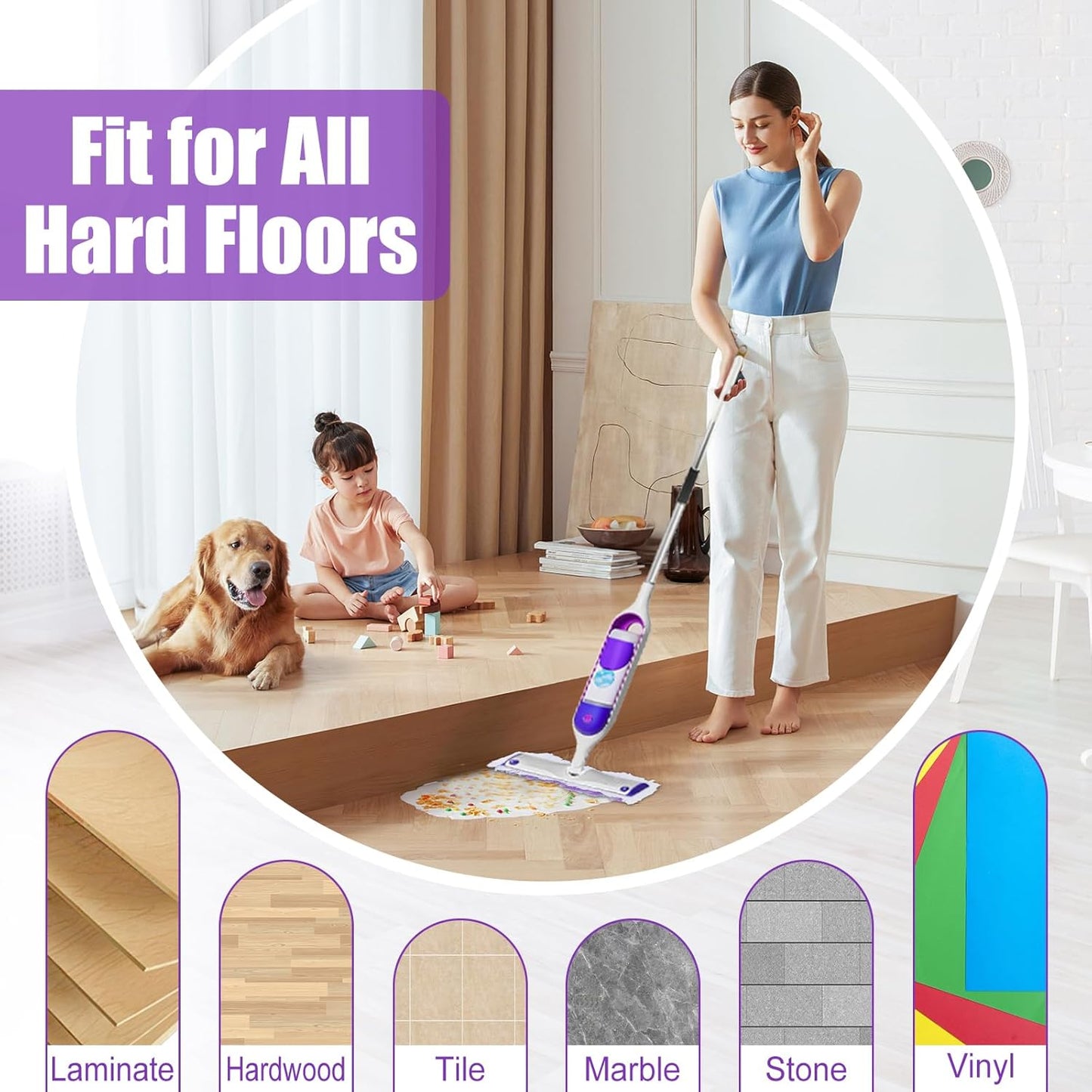 15 Pack Disposable Power Mop Refills for Swiffer Power Mop Multi-Surface & Wood Mopping Pad,Spray Wet Pads Refills, PowerMop Pads for Floor Cleaning(Quick-Absorb, No Residue)