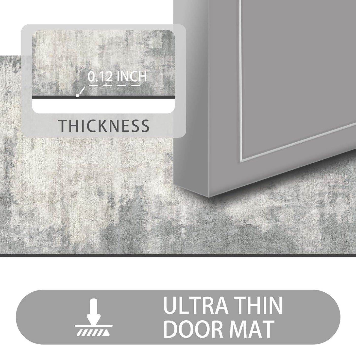 Ultra Thin Door Mat Indoor Entrance, 1/10 in Thin Door Mats for Inside Entry, Non-Slip Rubber Backing Washable Doormat, Fade Resistant, Absorbent, Low Profile Dirt Trapper, 30"X17",Distressed
