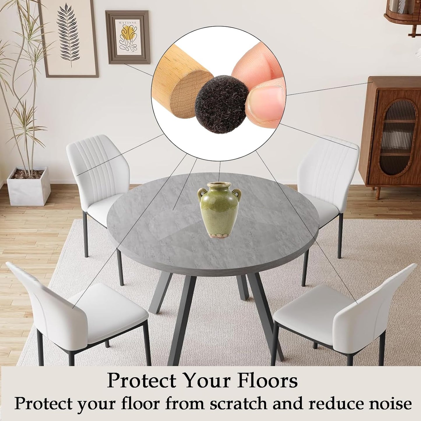 Fursafe&Q Felt Furniture Pads, Furniture Felt Pads for Hardwood Floors -Self Adhesive Chair Leg Floor Protectors, Protect Your Floors from Nicks, Bumps and Scratch,96 Pcs Round Cabinet Door Bumper