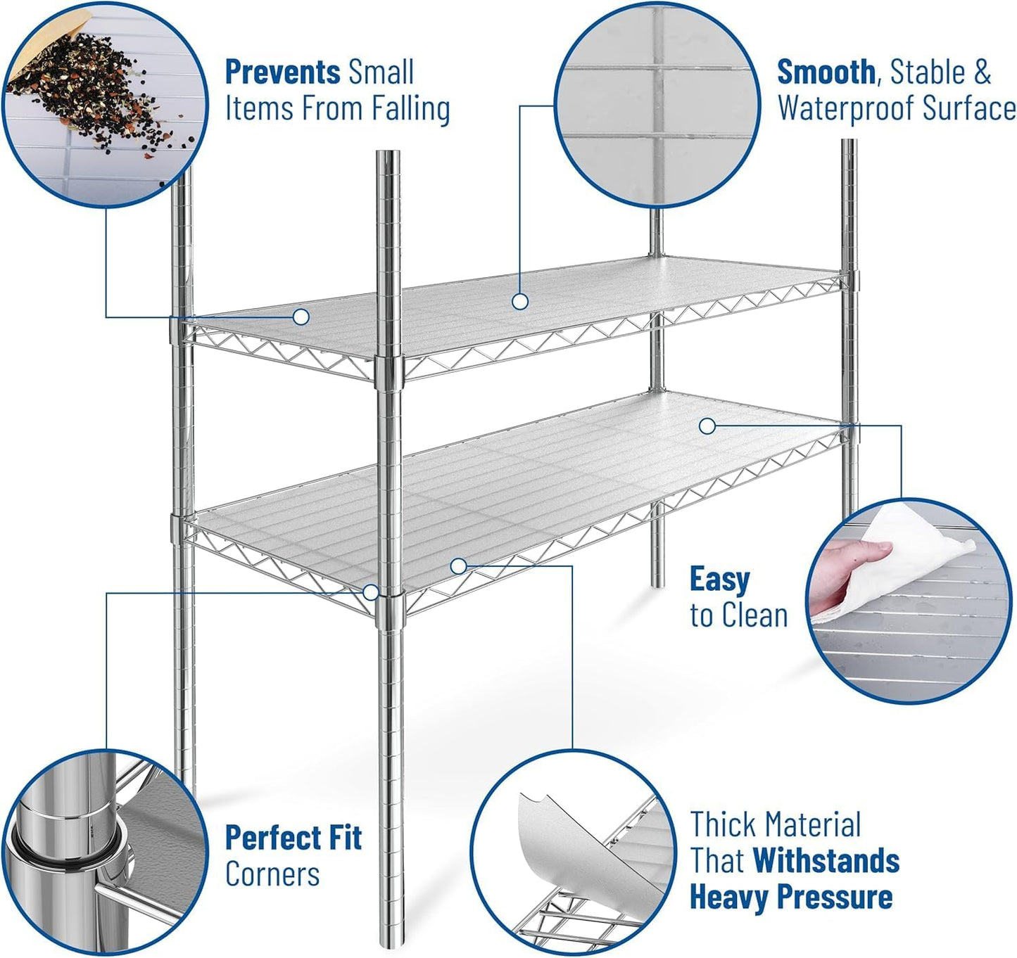 Shelf Liners for Wire Shelf System: Set of 5 in Graphite: 12 x 22 inch: Plastic Wire Shelving Shelf Mats