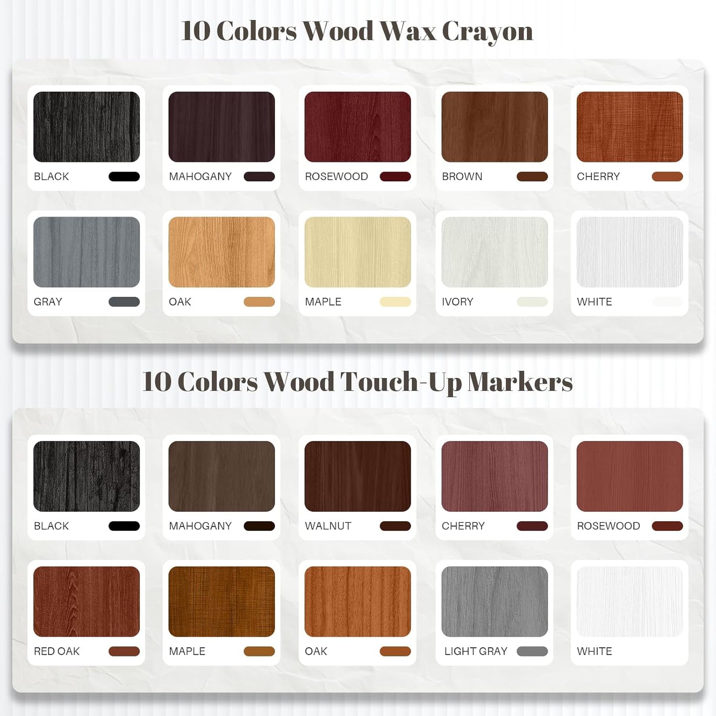 Wood Filler Sticks, 20 Colors Furniture Repair Kit, Wax Crayons for Touch-ups and Repairs, for Floors, Cabinets, Tables and Doors, Wood Wax,Crayons for Repairing Scratches