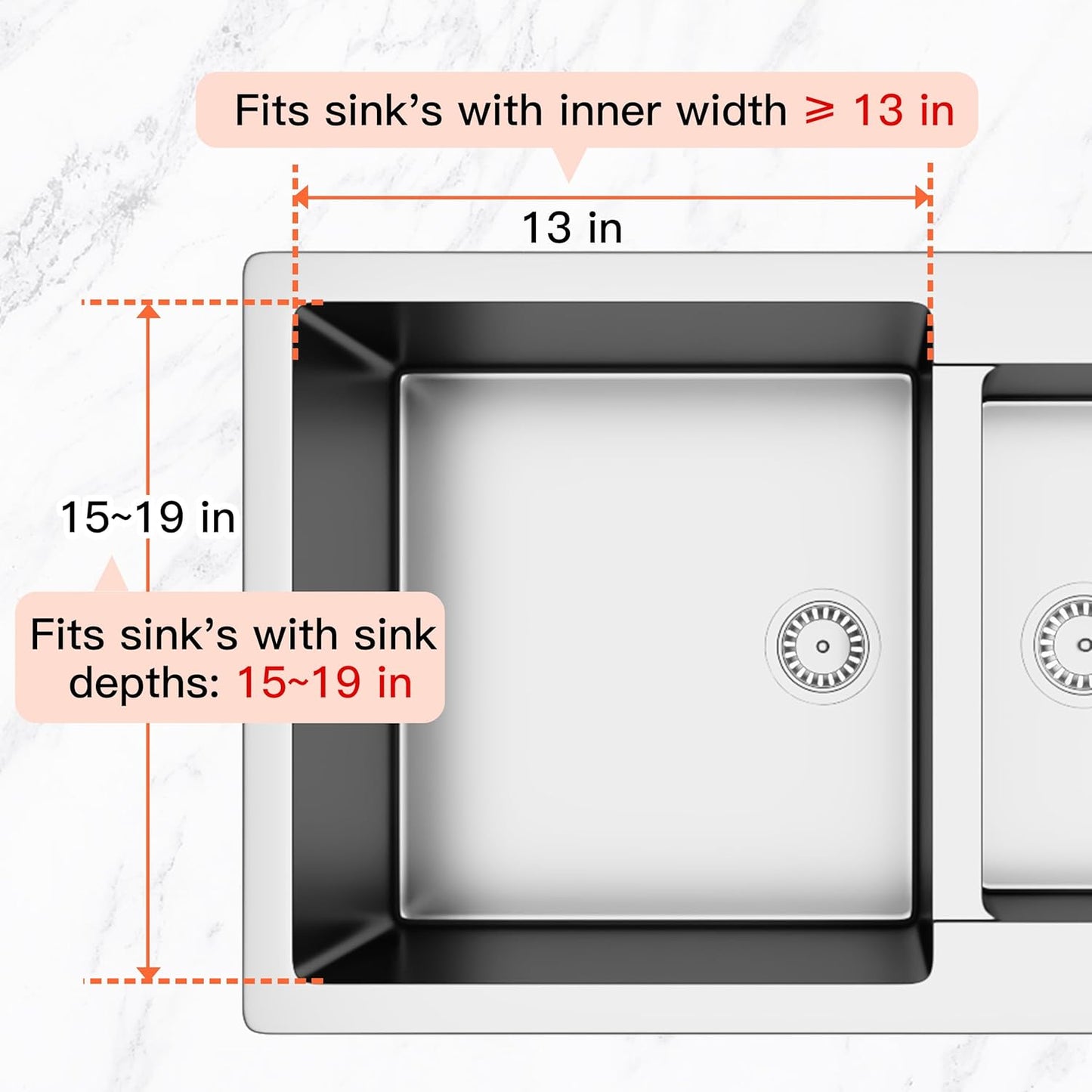 Small Expandable Over The Sink Dish Drainer Drying Rack In Stainless Steel Metal For Kitchen, Counter Space Saving Compact Above Plate Dryer Strainer, Adjustable Hanging Inside Sink Wire Drain Holder