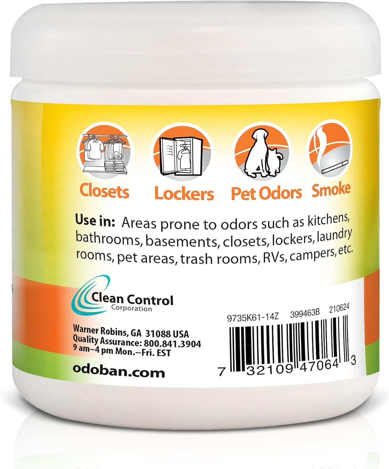 OdoBan Solid Odor Absorber Eliminator for Home and Small Spaces, Citrus Scent, 14 Ounces Each, 3-Pack