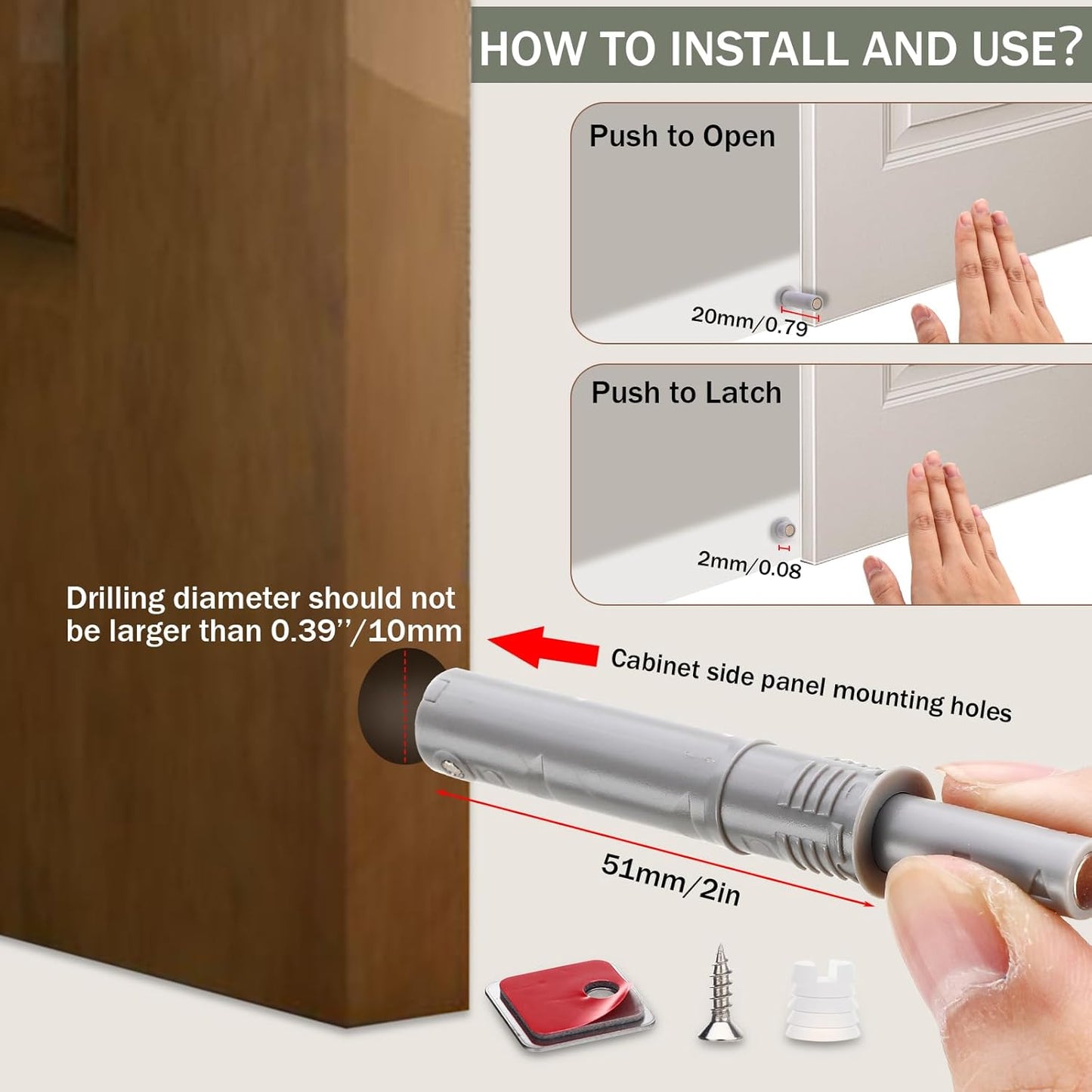 Lounsweer 50 Pack Magnetic Push Latches for Cabinet Door 2.87 Inches Short Push to Open Cabinet Hardware Pop up Lock Magnetic Latch for Closet Cupboard Wine Rack Dresser Drawer Sliding Door(Grey)