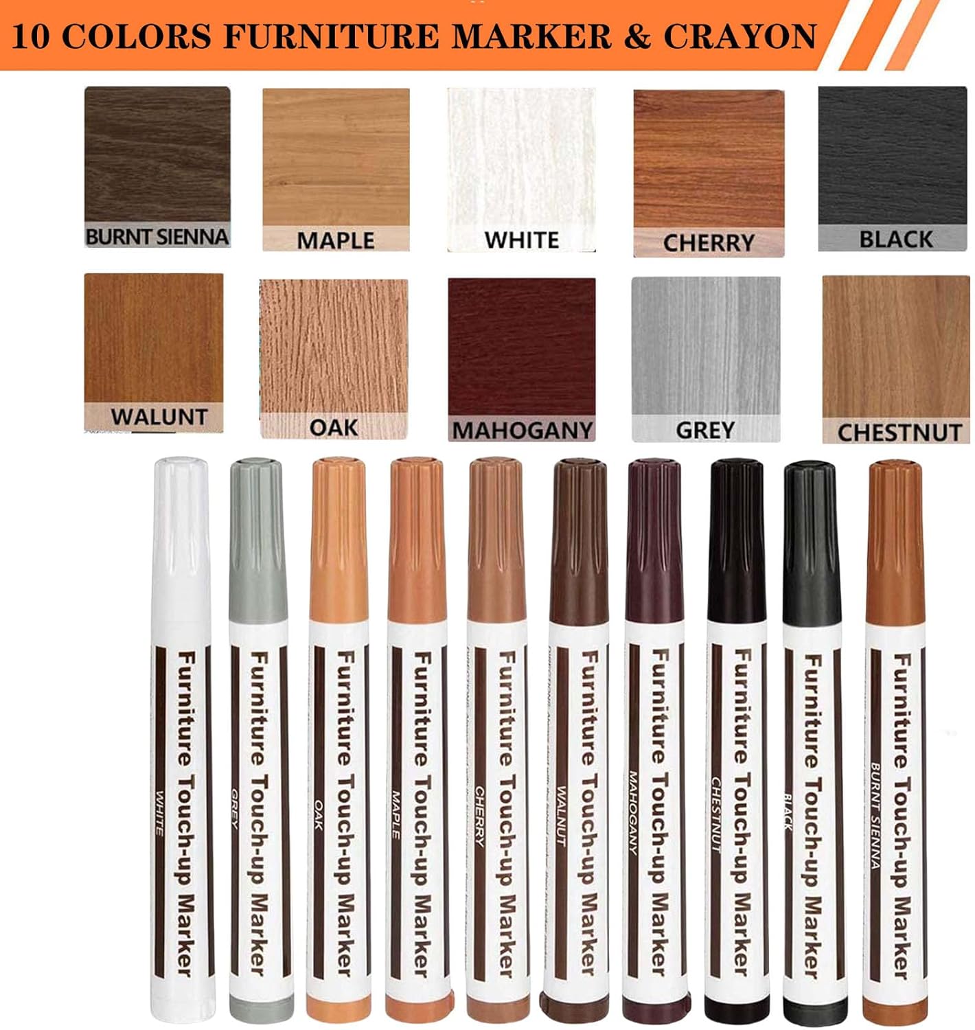 Furniture Markers Touch Up, Lifreer 21 Pcs Wood Filler Floor Scratch Repair Kits, Wood Markers and Wax Stick with Sharpener Kit for Funiture Repair,Floor Scratch