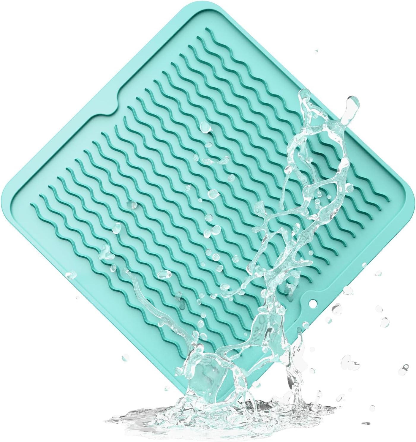 ZLR Silicone Dish Drying Mat for Kitchen Counter, Eco-Friendly Fast Dry Dish Mat, Easy Clean Multi Usage Drying Matt, Heat Resistant Trivet, 12" x 12" Middle, Mint Green