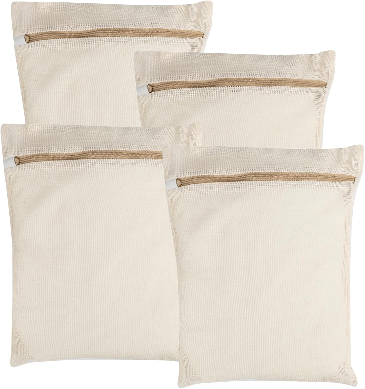 4-Piece Medium Durable Organic Cotton Mesh Laundry Bags with Sturdy Zippers and Breathable Mesh are Delicate Laundry Bags for Underwear, Clothes, Pants and Socks