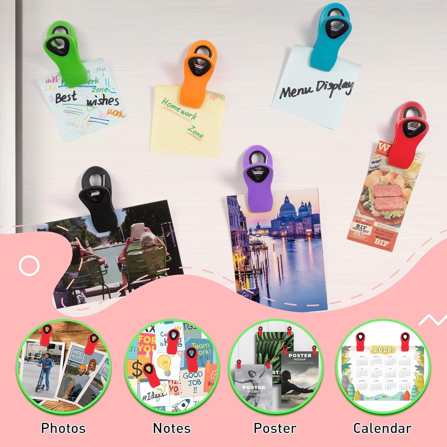 FINDMAG 12 Pack Chip Clips, Red Magnetic Bag Clip for Food Packages, Airtight Clips with Handle Durable Bag Sealers for Metal Surface, Garden, Fridge, Potatoes, Bread, Kitchen