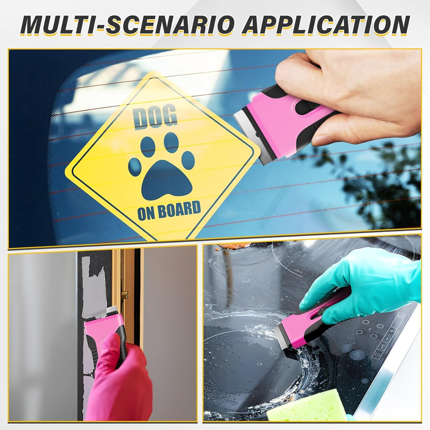 DIYSELF 2 Pack Razor Blade Scraper, 10 PCS Spare Razor Blades, Enhanced Razor Scraper, Razor Blade Scraper Tool for Glass Top Stove, Multipurpose Glass Scraper, Razor Scraper Tool for Paint, Sticker