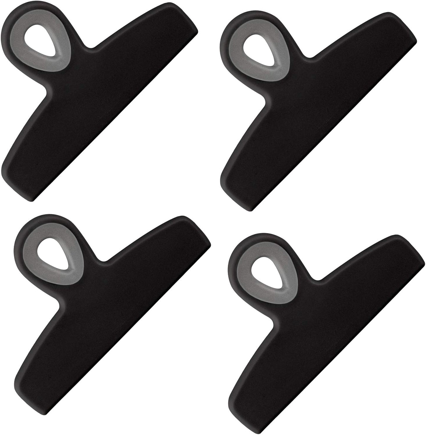 COOK WITH COLOR Bag Clips - Heavy Duty Chip Clip and Refrigerator Magnet Clips for Food Storage with Air Tight Seal Grip, Black, Pack of 4 Large Clips